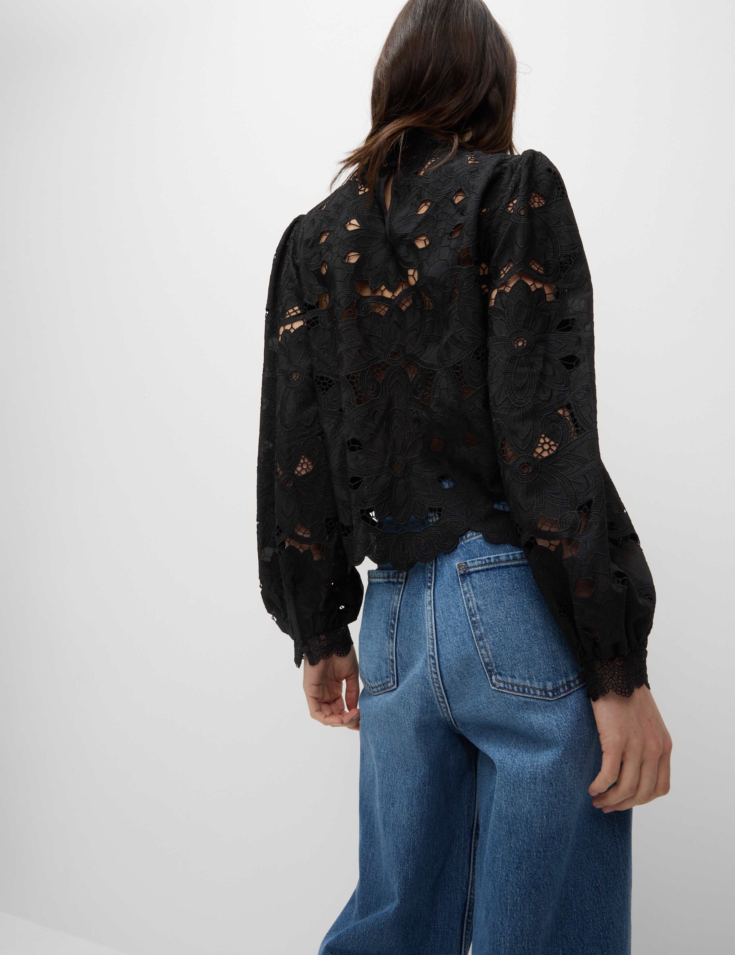 Cutwork High Neck Puff Sleeve Top 5 of 5