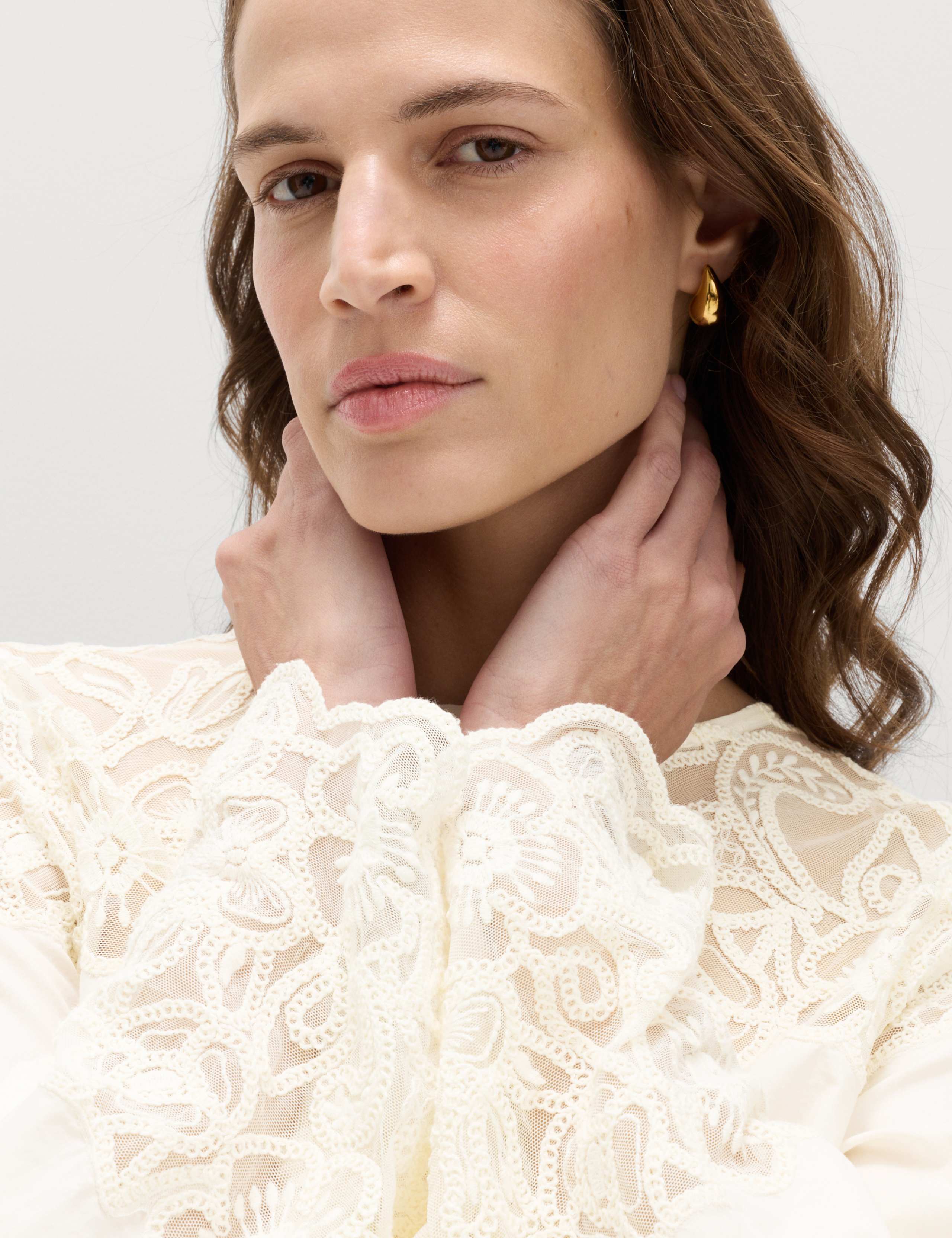 Pure Cotton Embroidered Cutwork Top 3 of 5