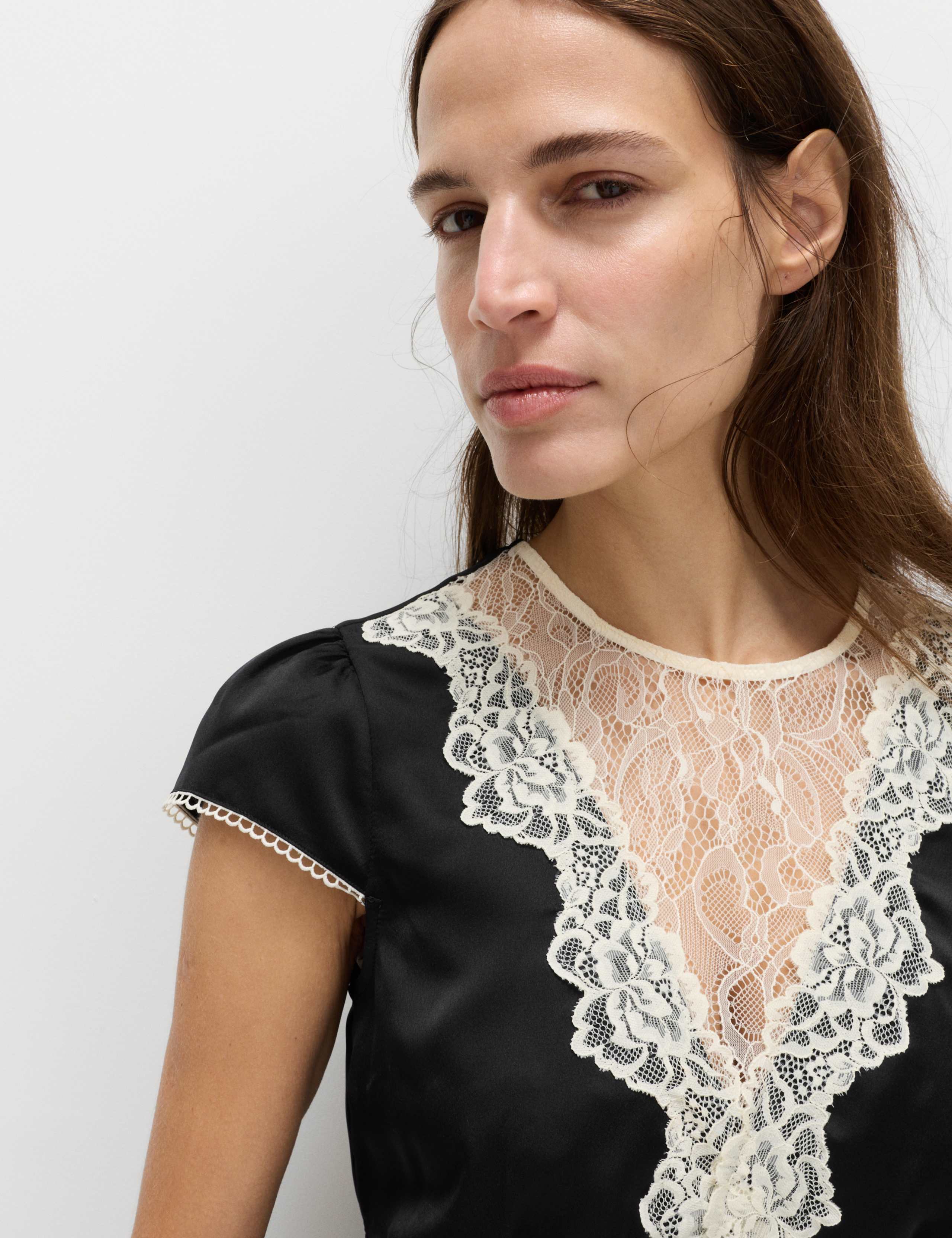 Satin Lace Insert Top 4 of 5