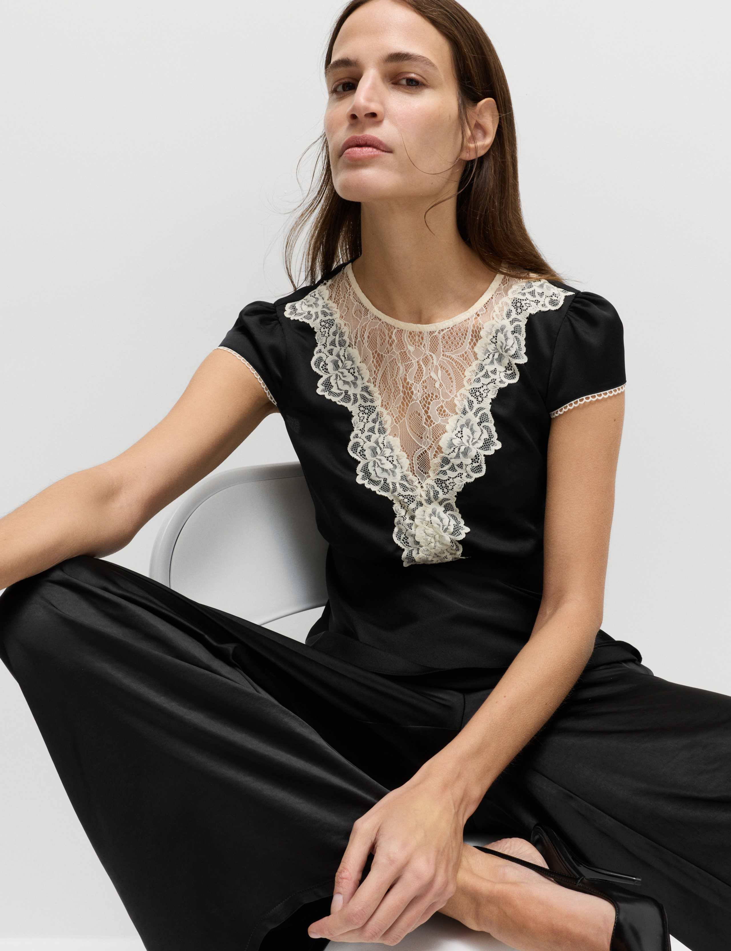 Satin Lace Insert Top 5 of 5