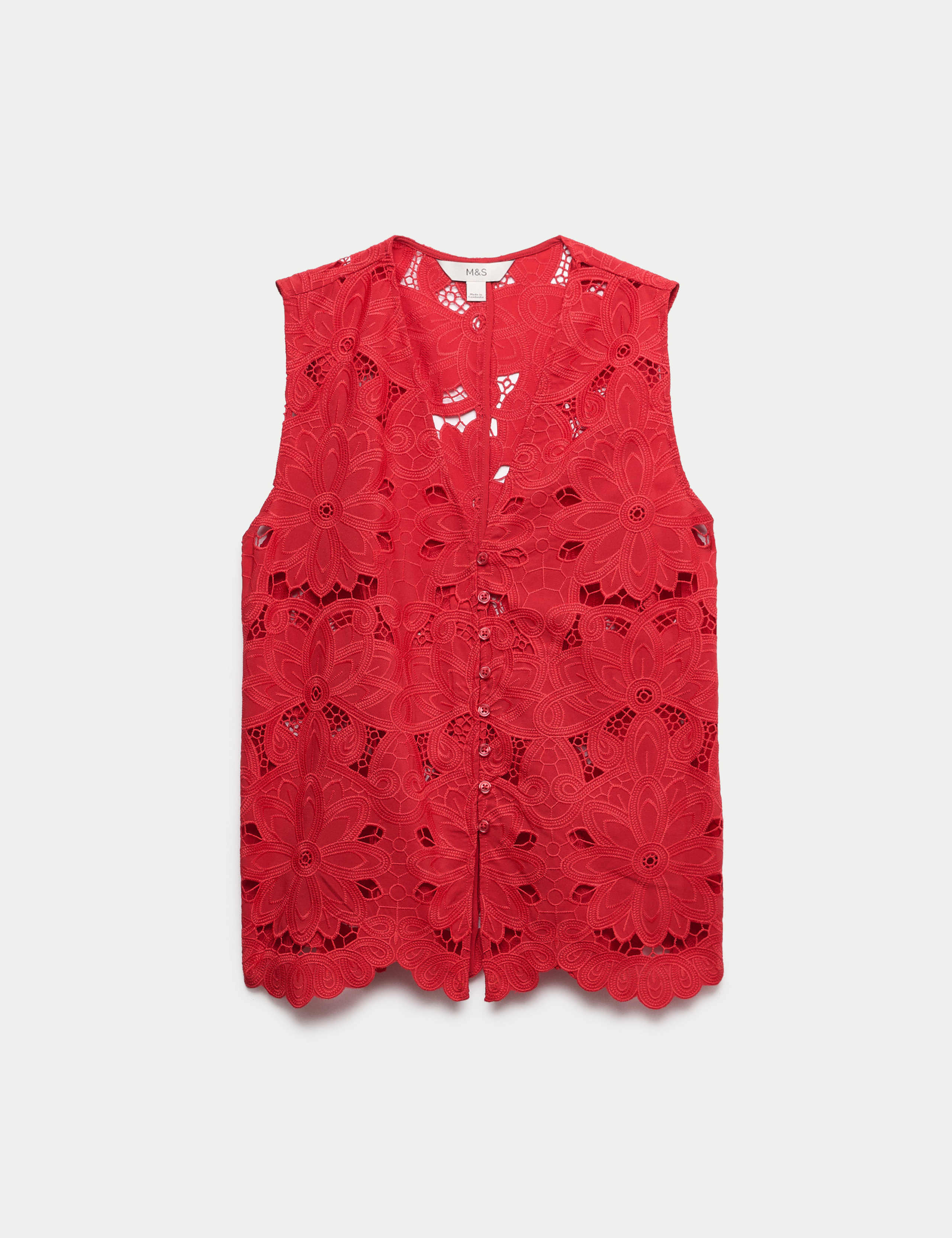 Floral V-neck Cutwork Detail Waistcoat 2 of 6