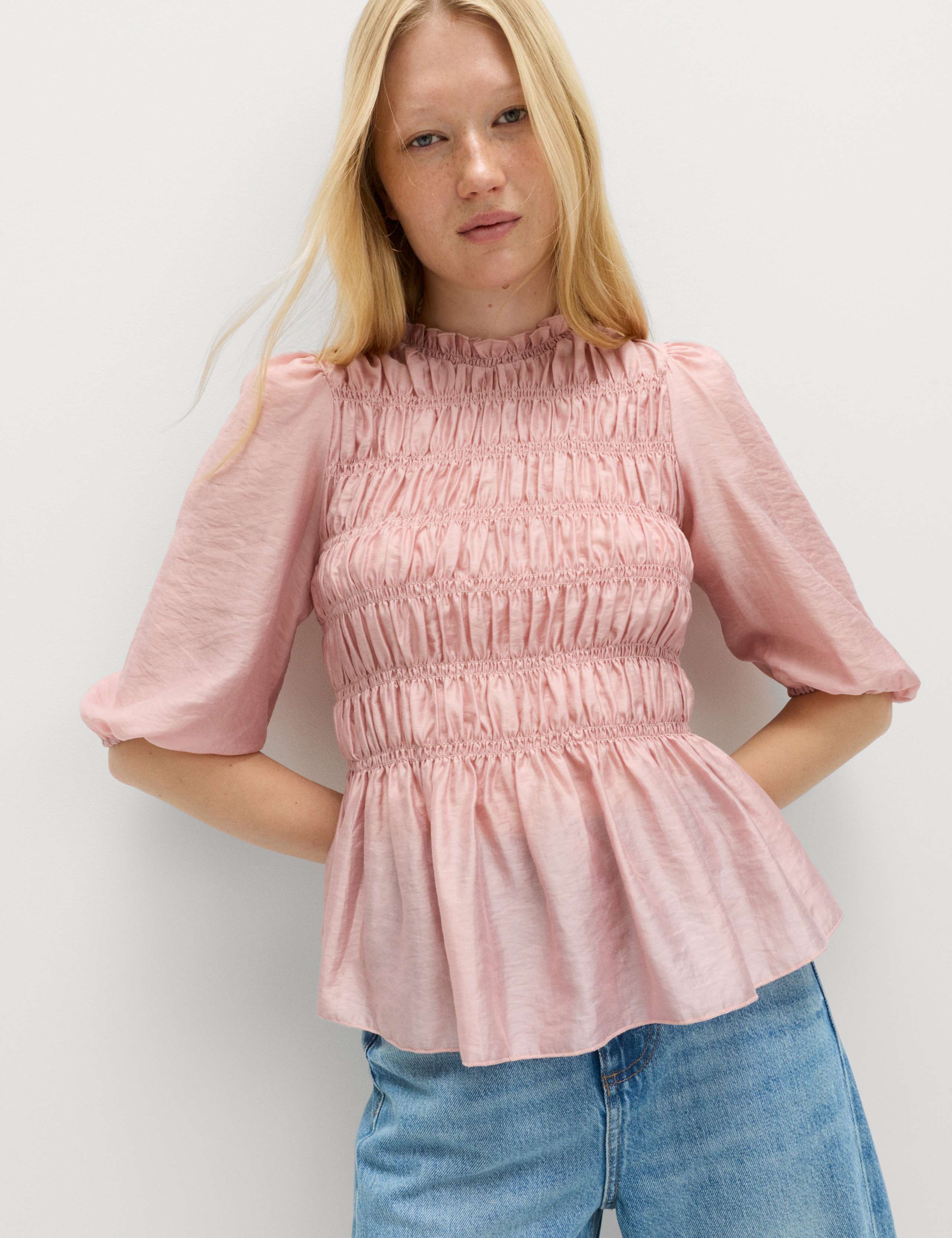 Lyocell Rich Shirred Blouse 1 of 5