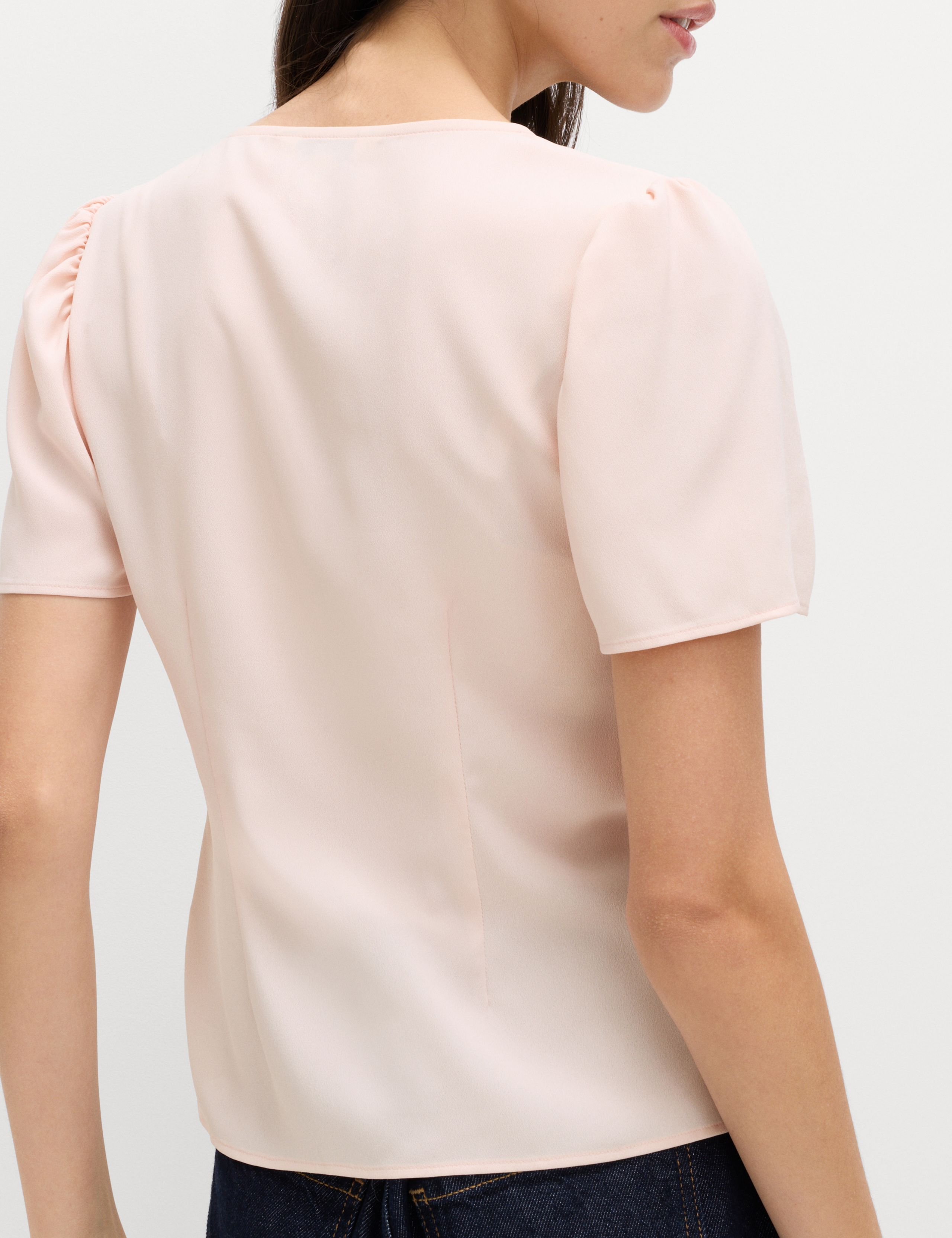 V-Neck Tie Detail Fitted Angel Sleeve Top 3 of 5