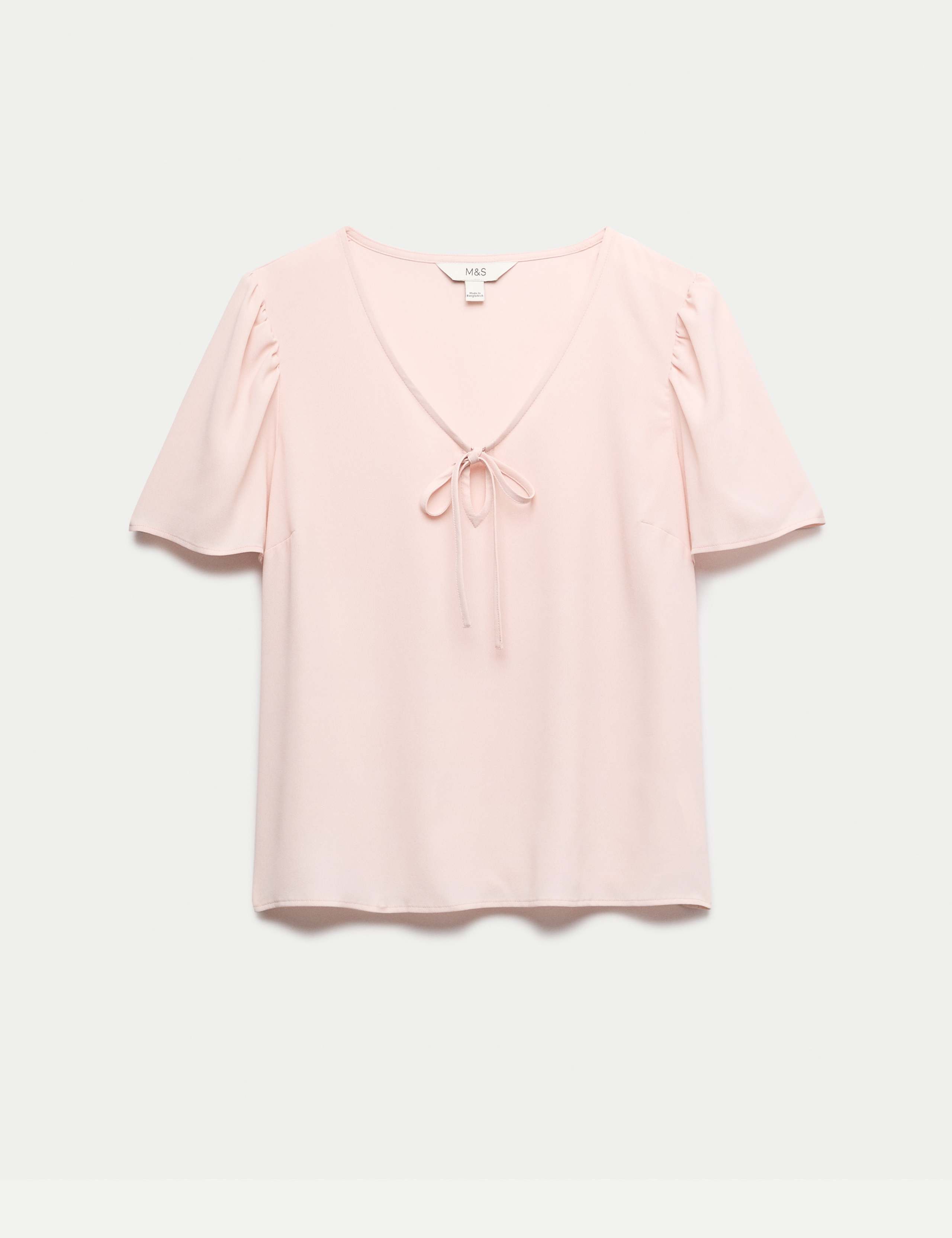 V-Neck Tie Detail Fitted Angel Sleeve Top 2 of 5