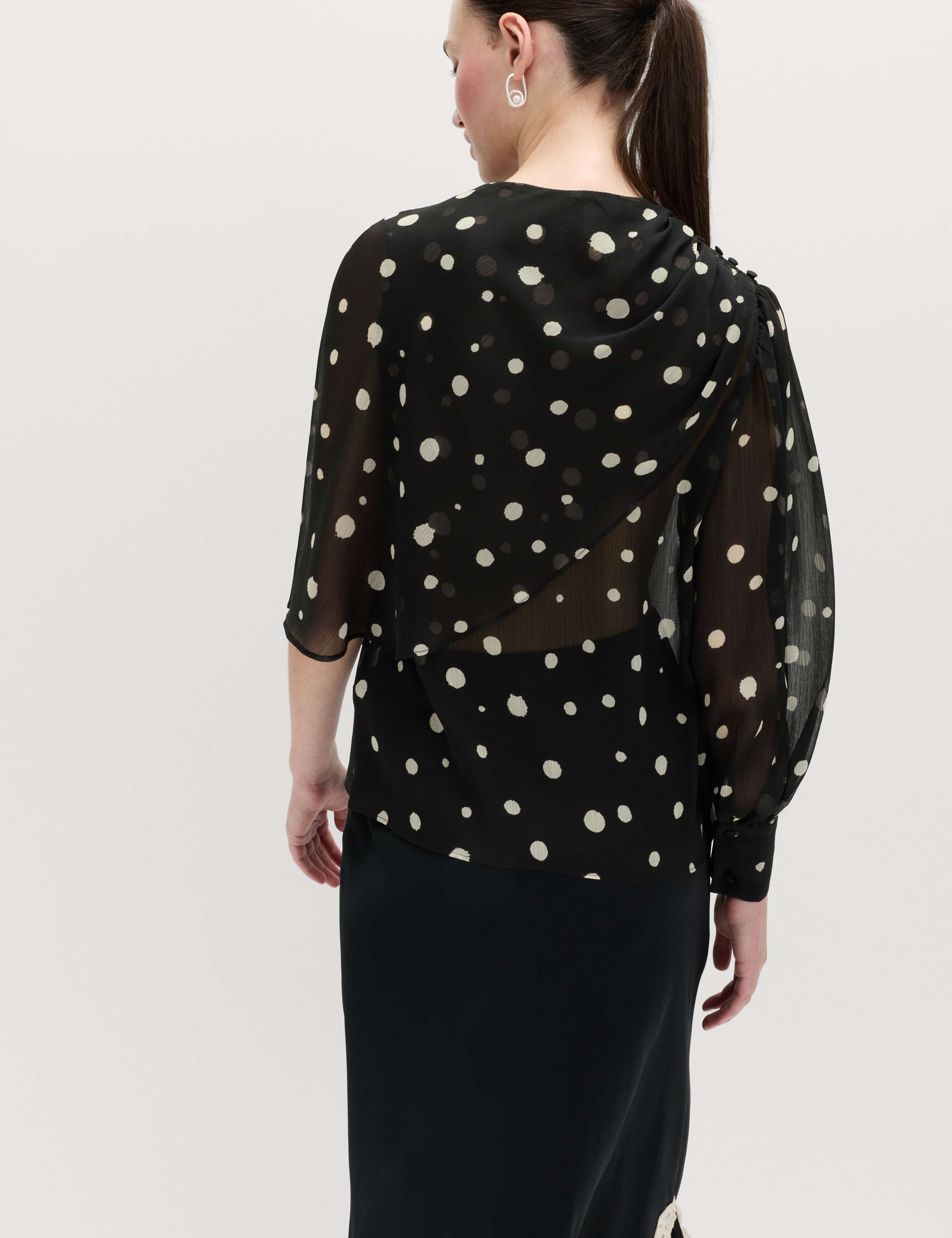 Polka Dot Drape Detail Blouse 4 of 6