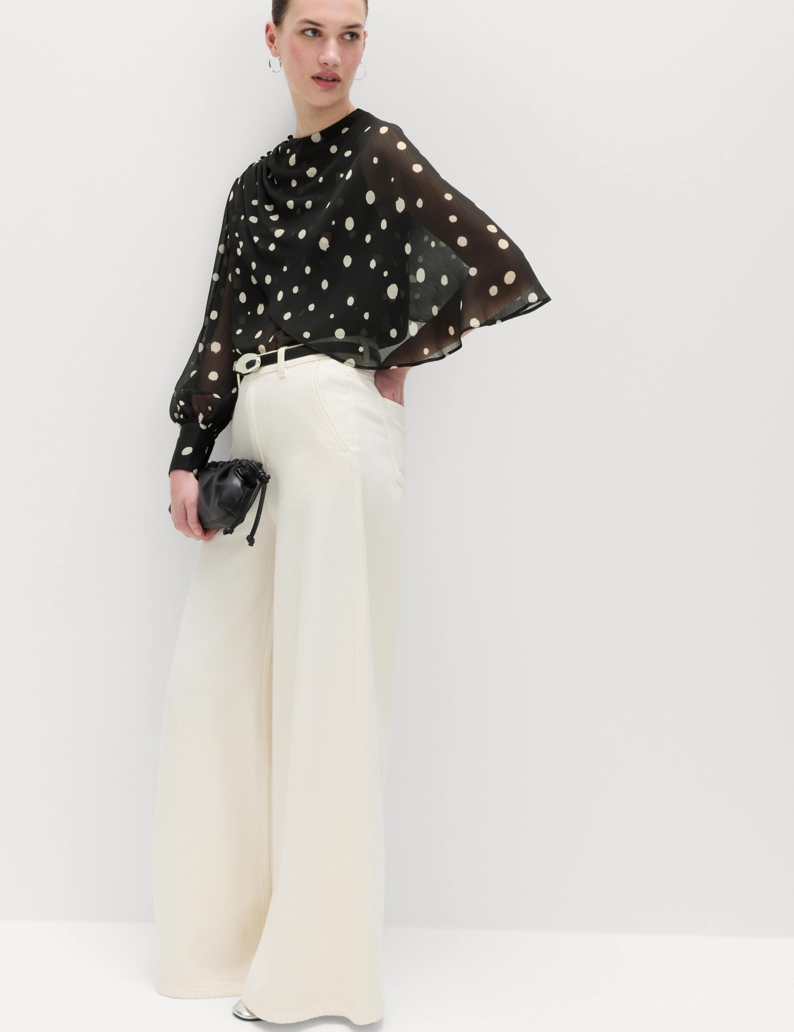 Polka Dot Drape Detail Blouse 5 of 6