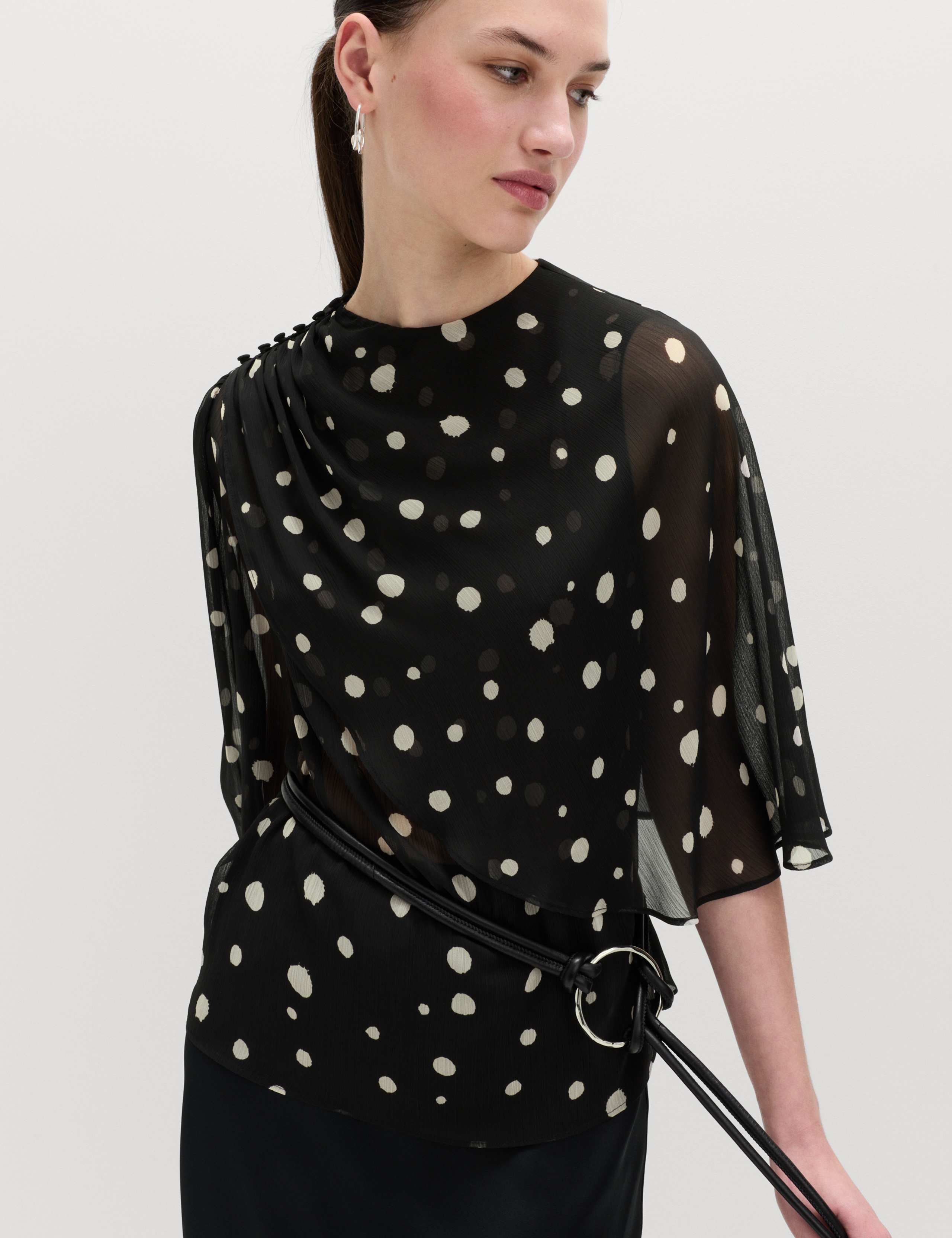 Polka Dot Drape Detail Blouse 6 of 6