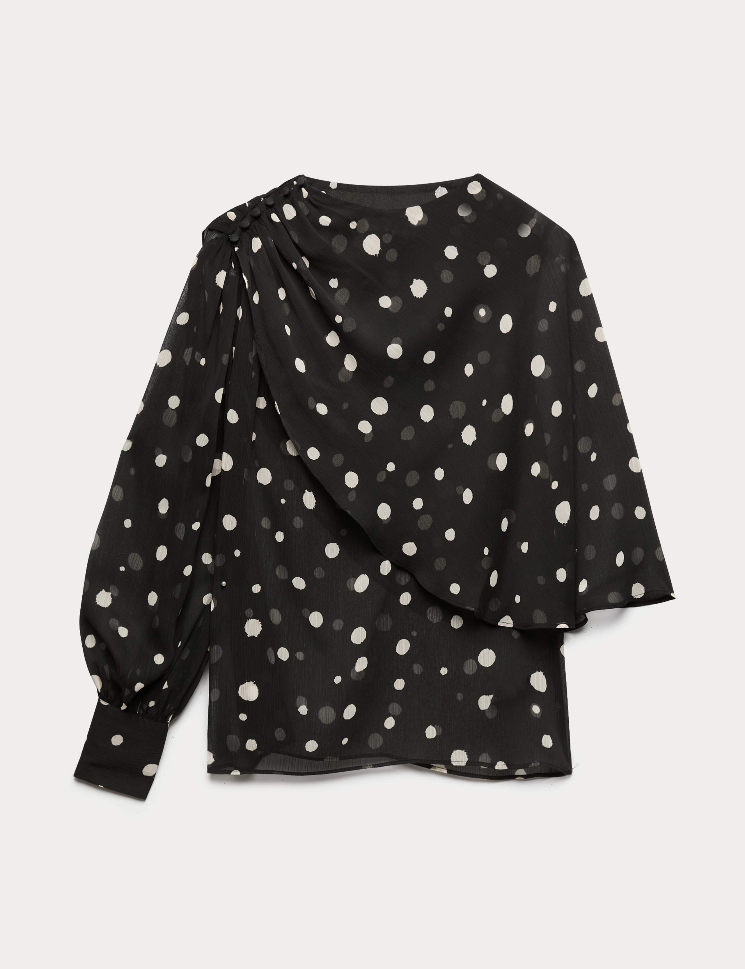 Polka Dot Drape Detail Blouse 2 of 6