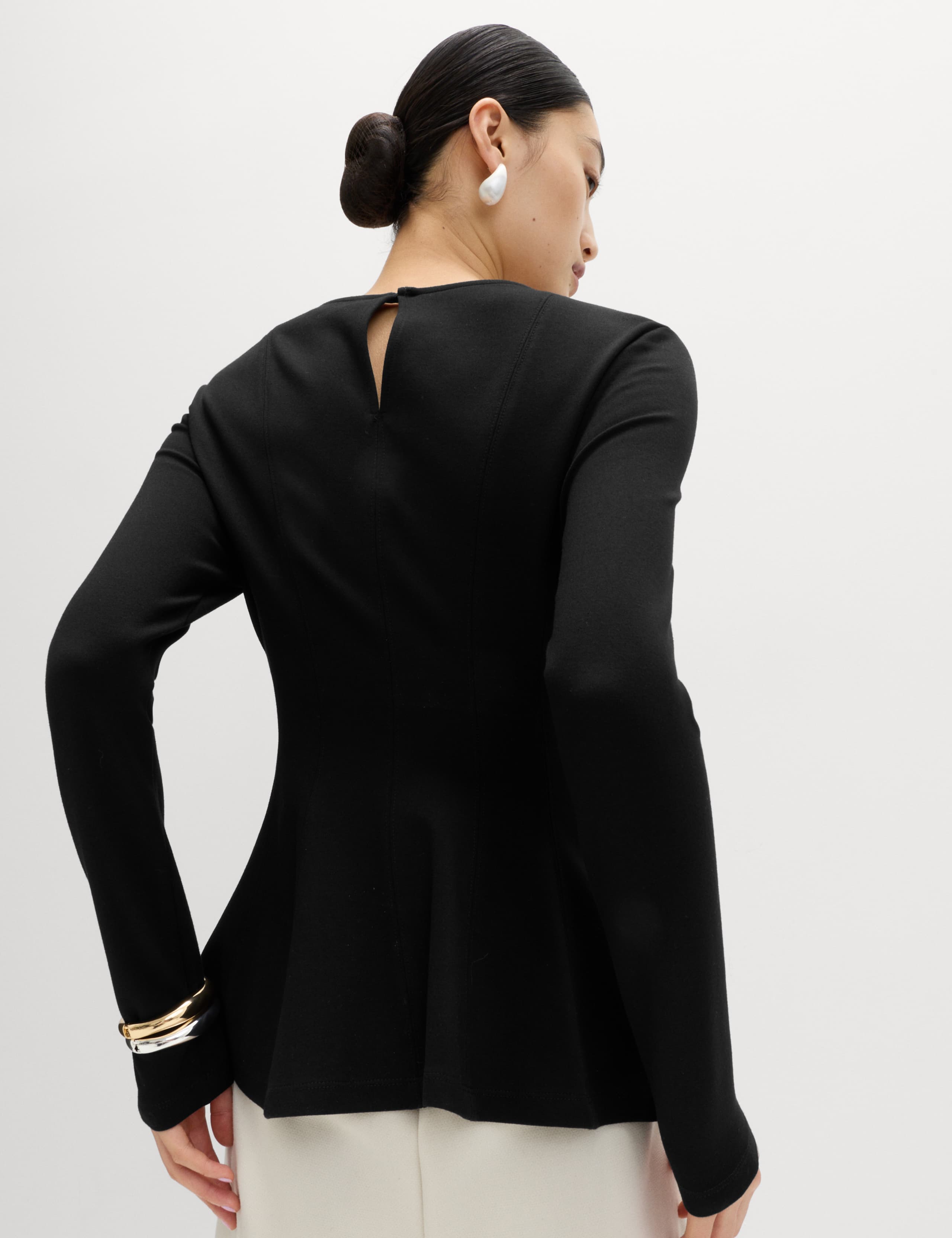 Waisted Long Sleeve Peplum Top 4 of 4