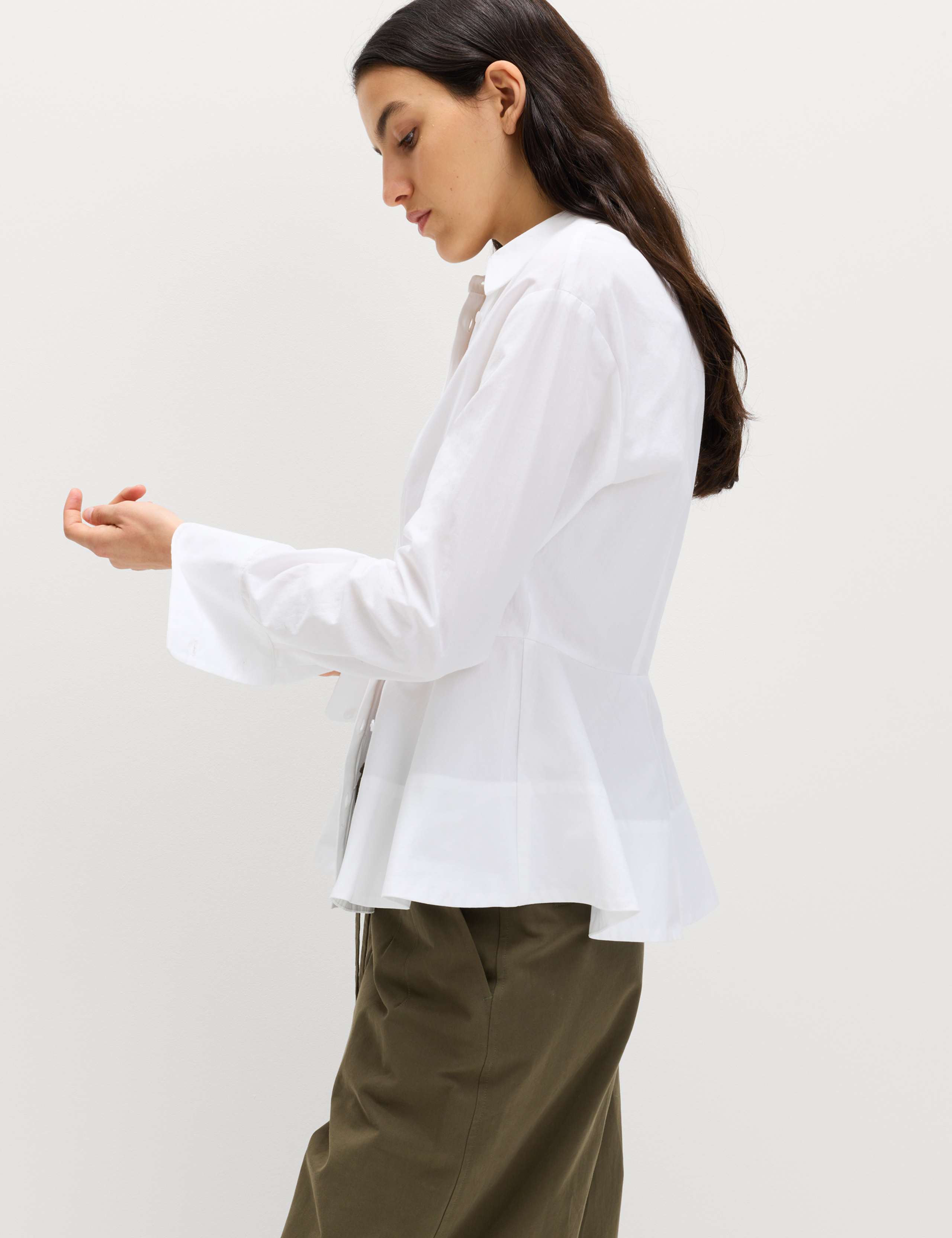Pure Cotton Button Through Peplum Shirt 3 of 6