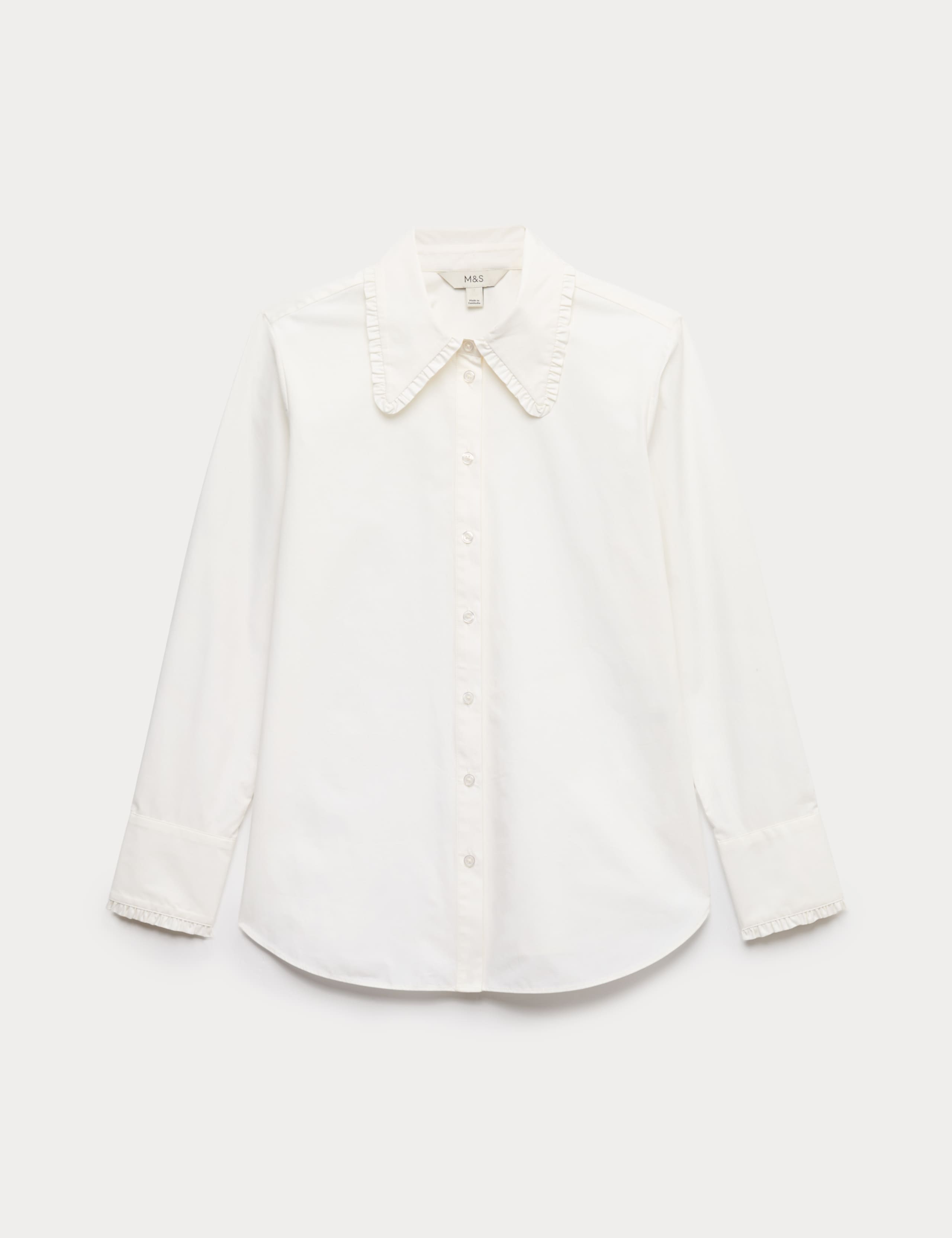Pure Cotton Collared Frill Detail Shirt 2 of 5