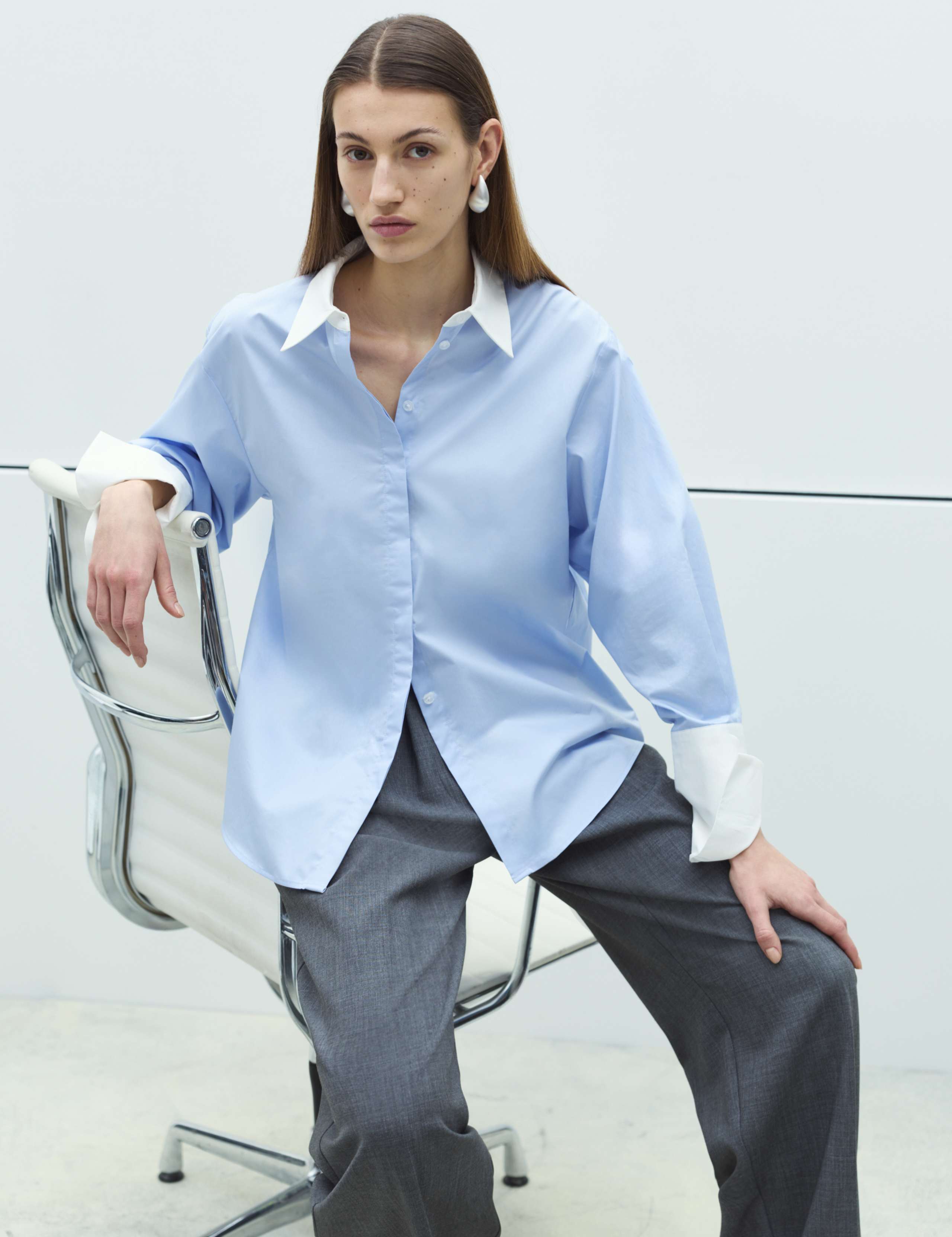 Pure Cotton Contrast Detail Oversized Shirt 6 of 7
