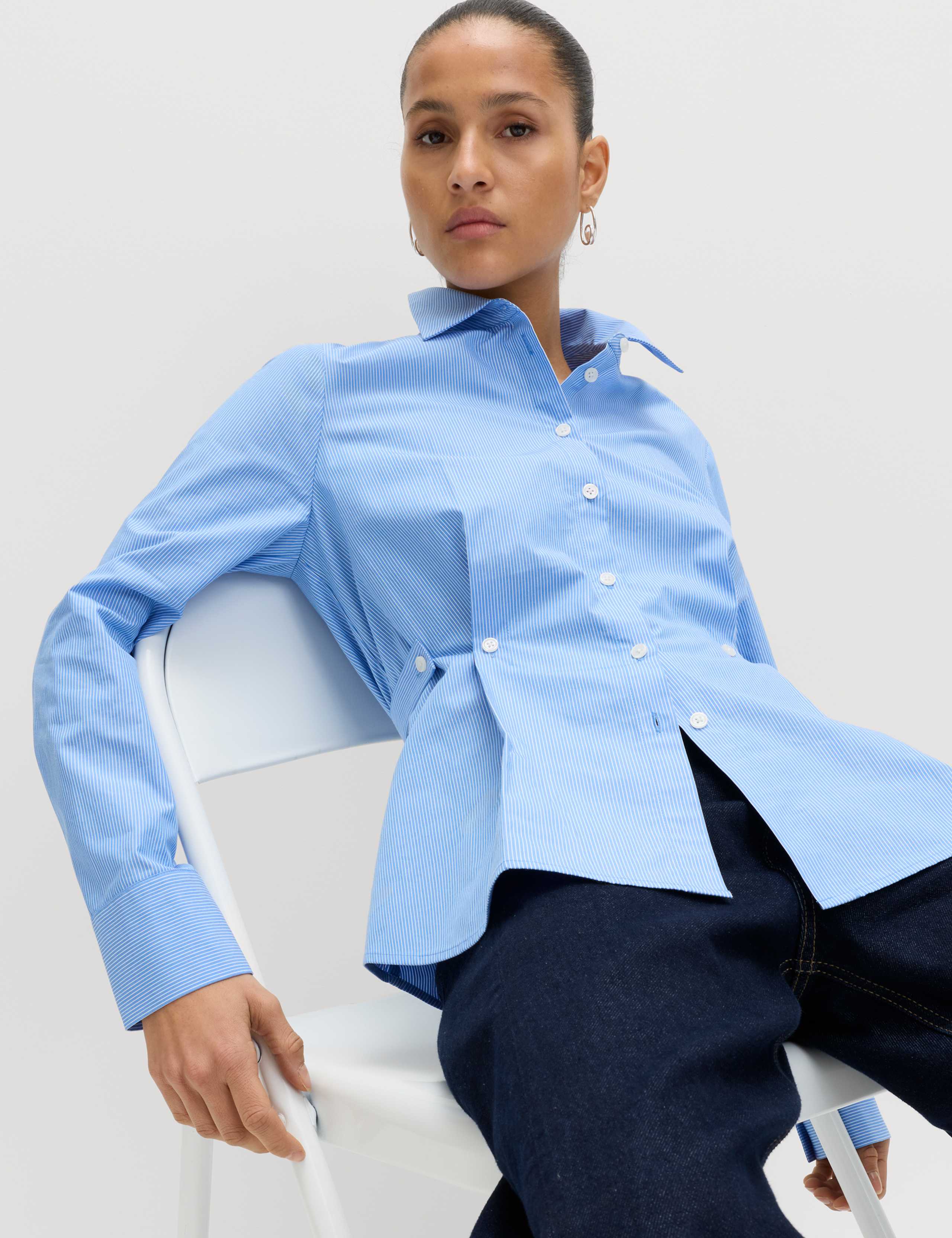 Pure Cotton Striped Button Detail Shirt 4 of 5