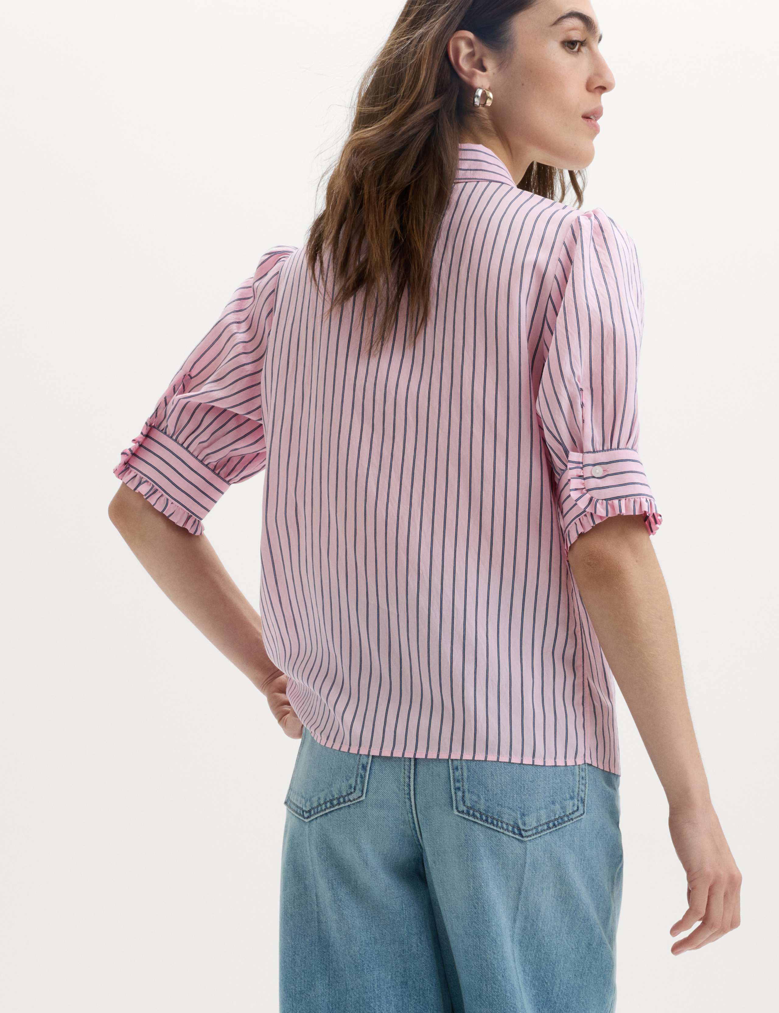 Striped Collared Frill Detail Shirt 3 of 7