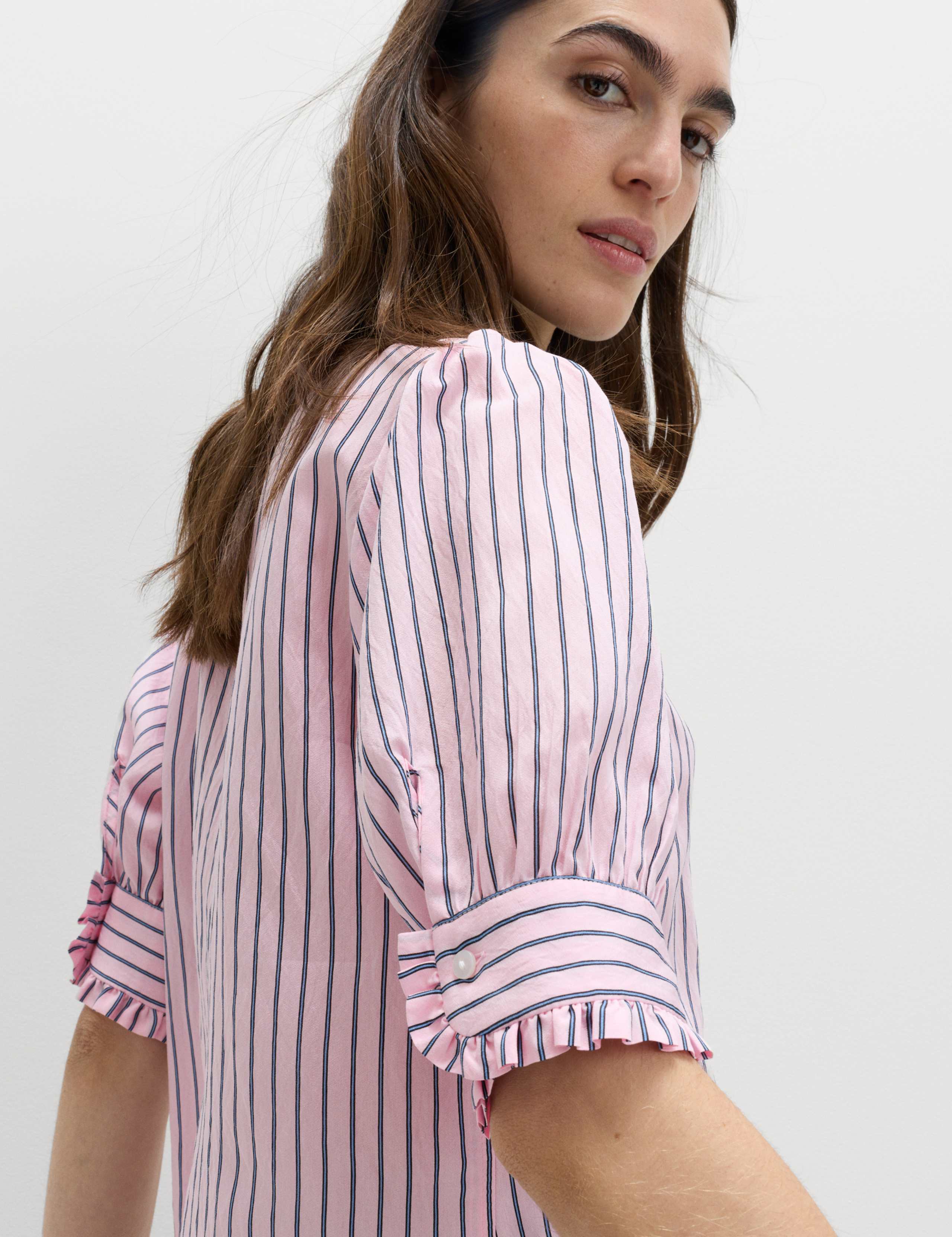 Striped Collared Frill Detail Shirt 6 of 7