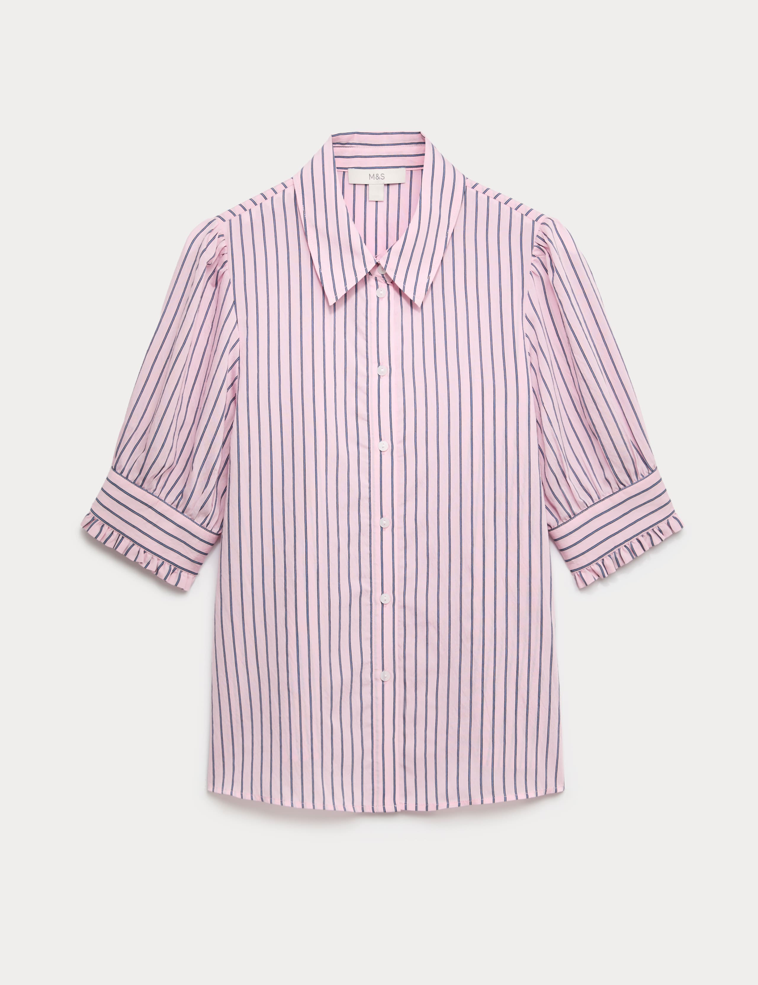 Striped Collared Frill Detail Shirt 2 of 7