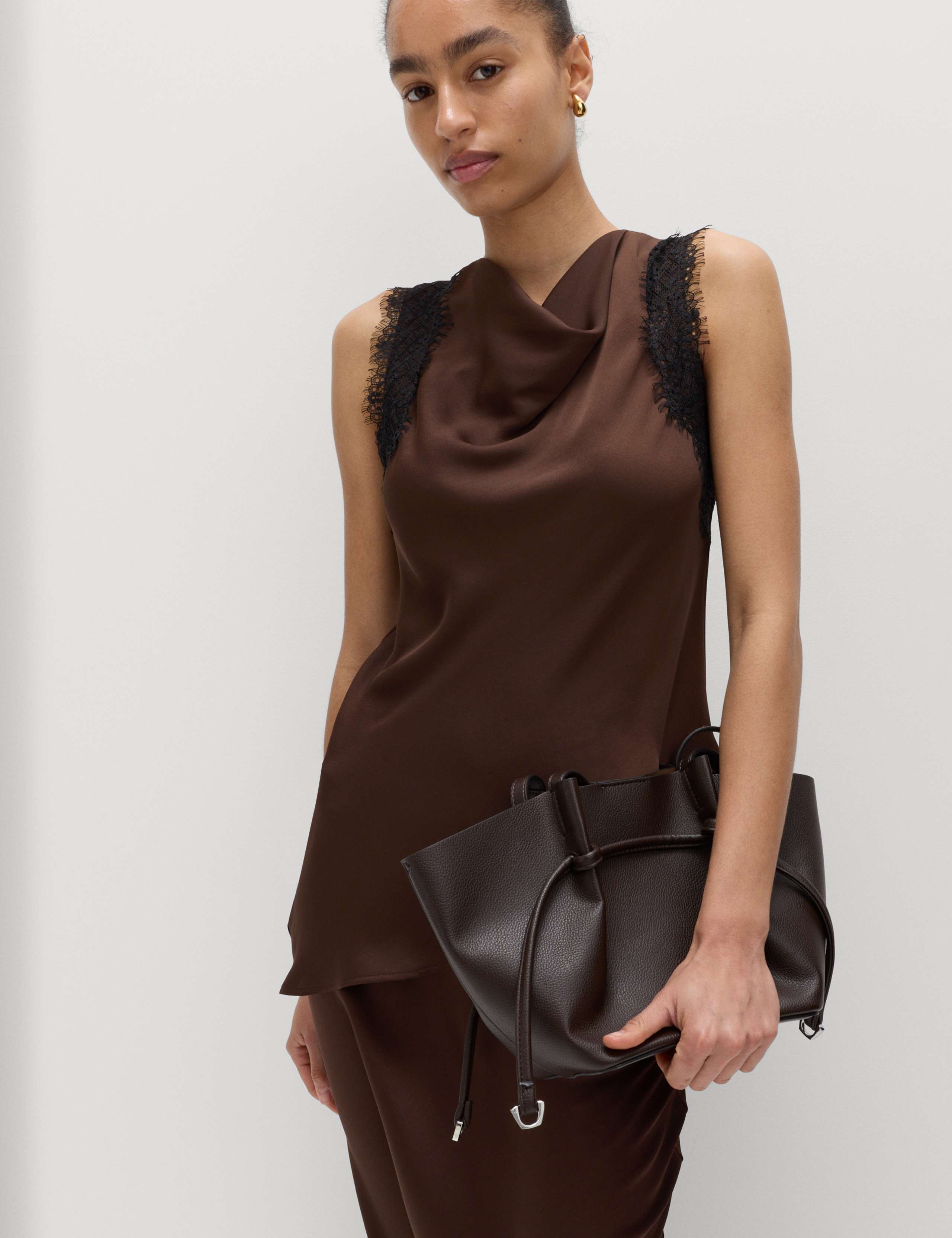 Lace Insert Draped Top 1 of 5