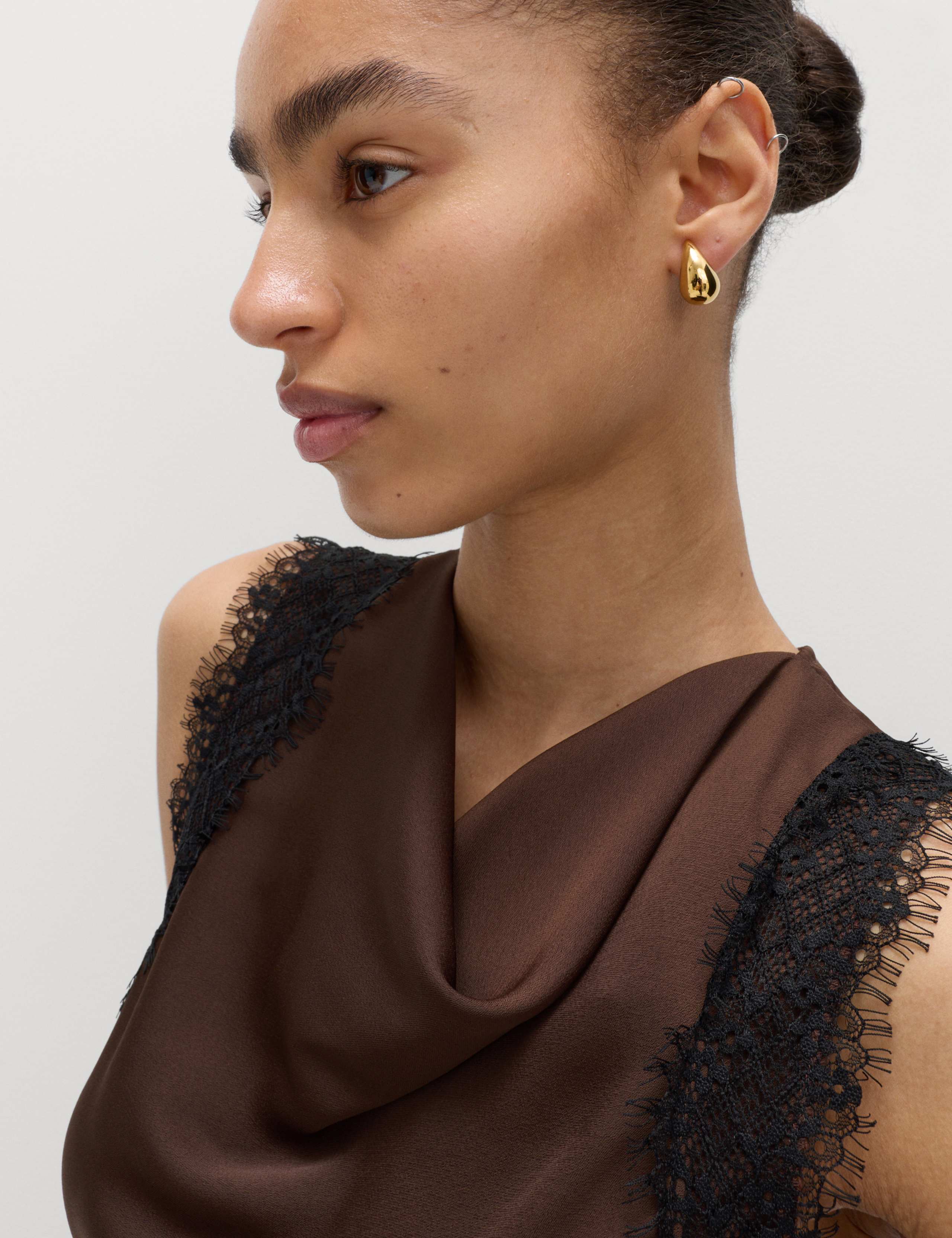 Lace Insert Draped Top 3 of 5