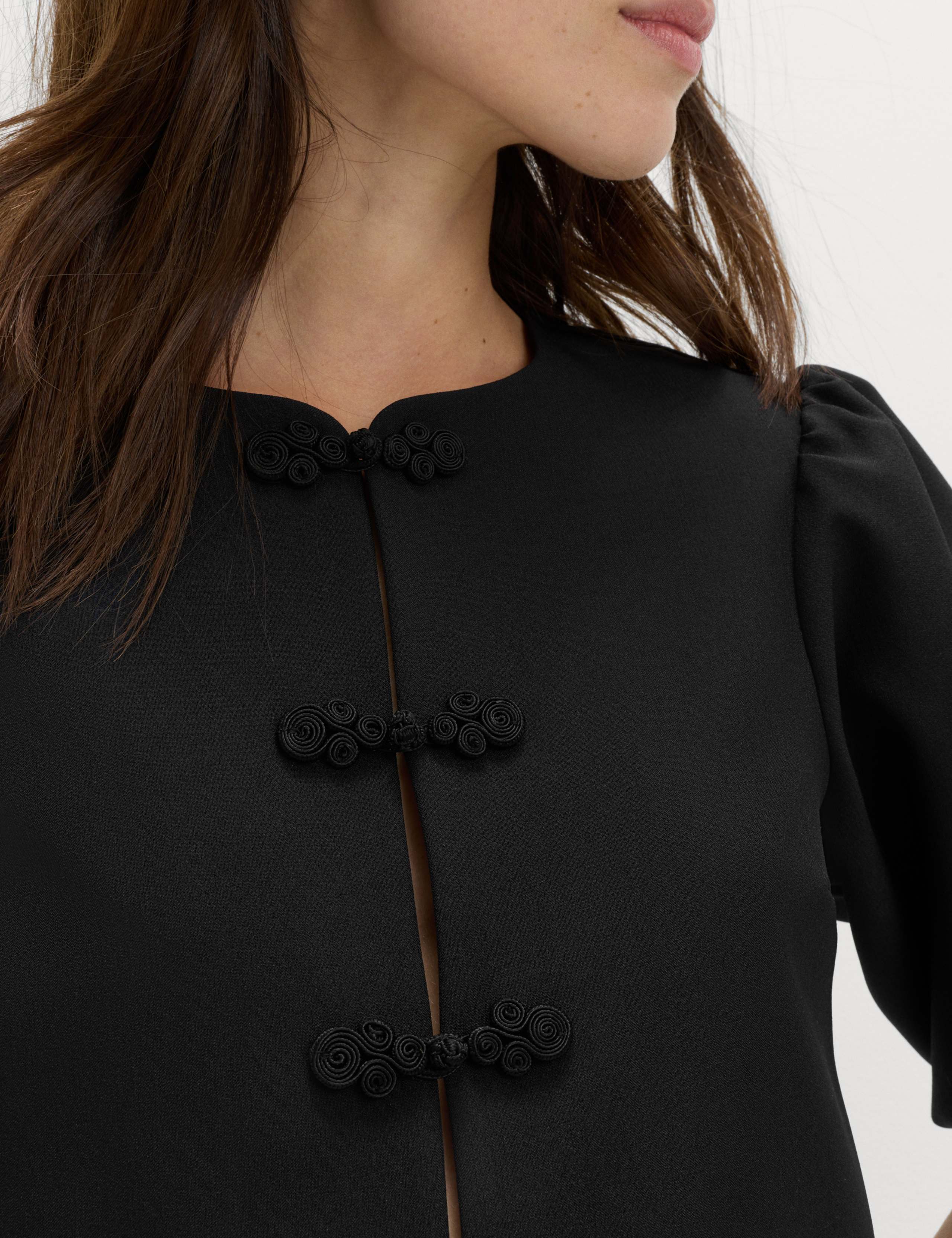 Knot Button Detail Puff Sleeve Top 3 of 6