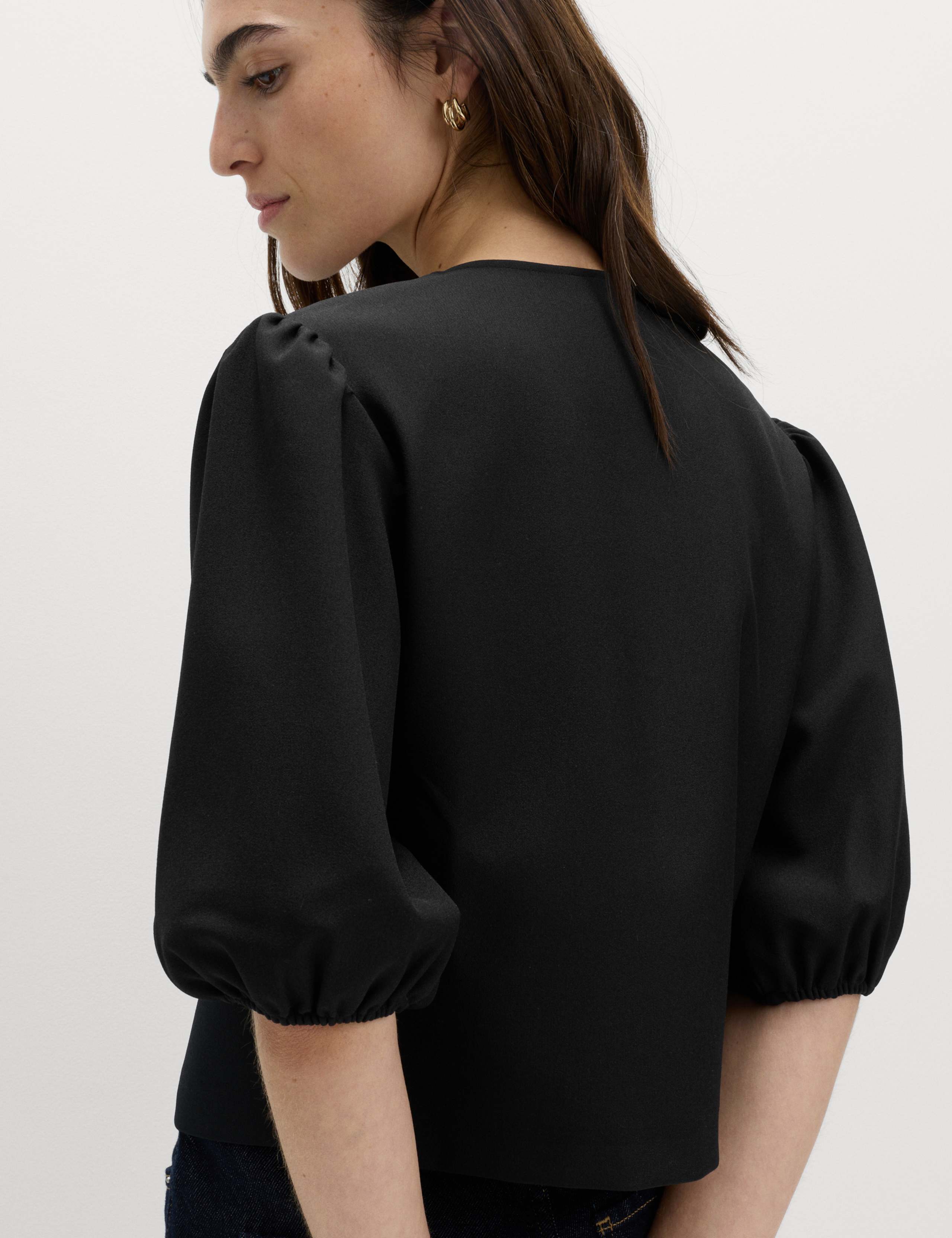 Knot Button Detail Puff Sleeve Top 4 of 6