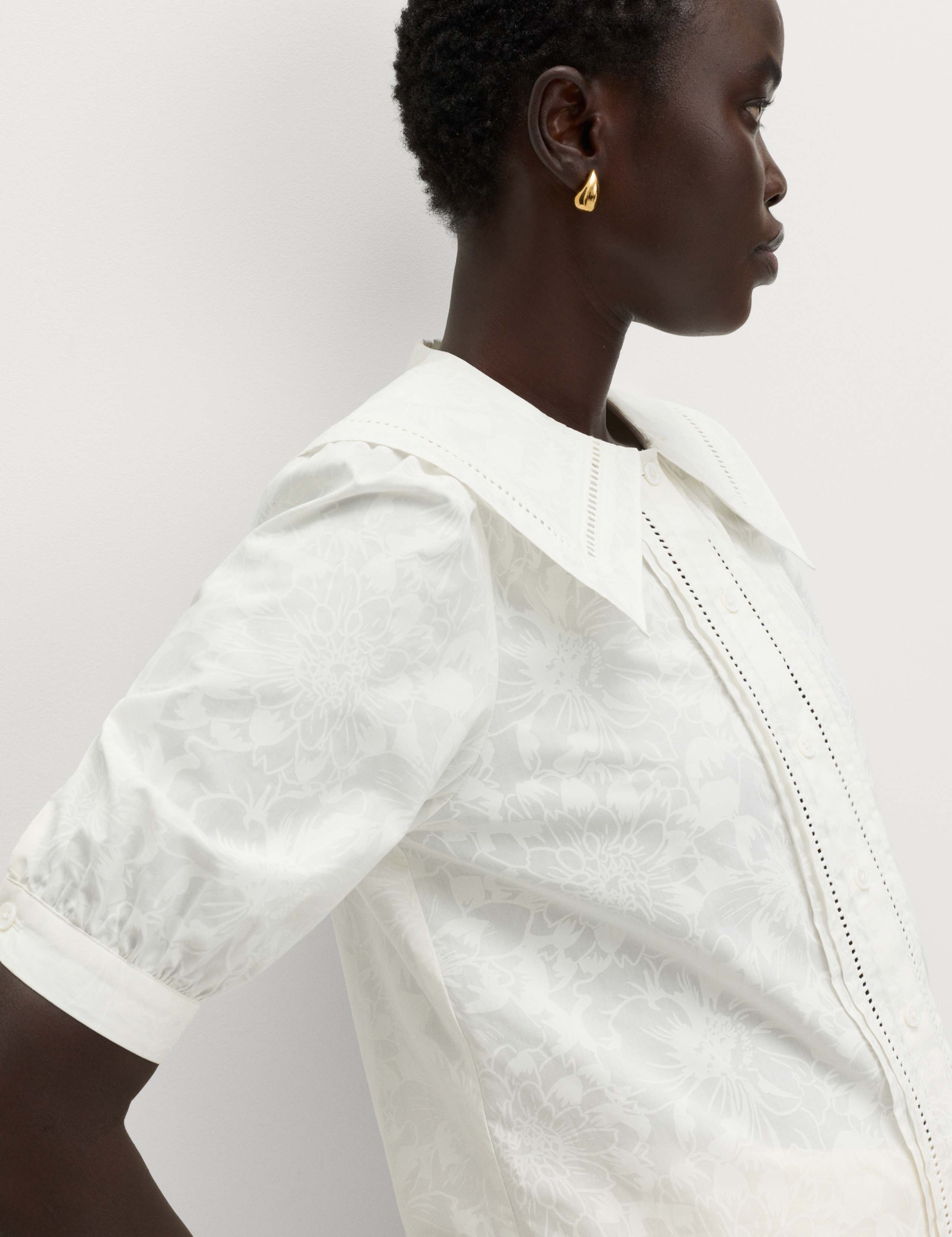 Pure Cotton Sailor Collar Button Through Shirt 3 of 7