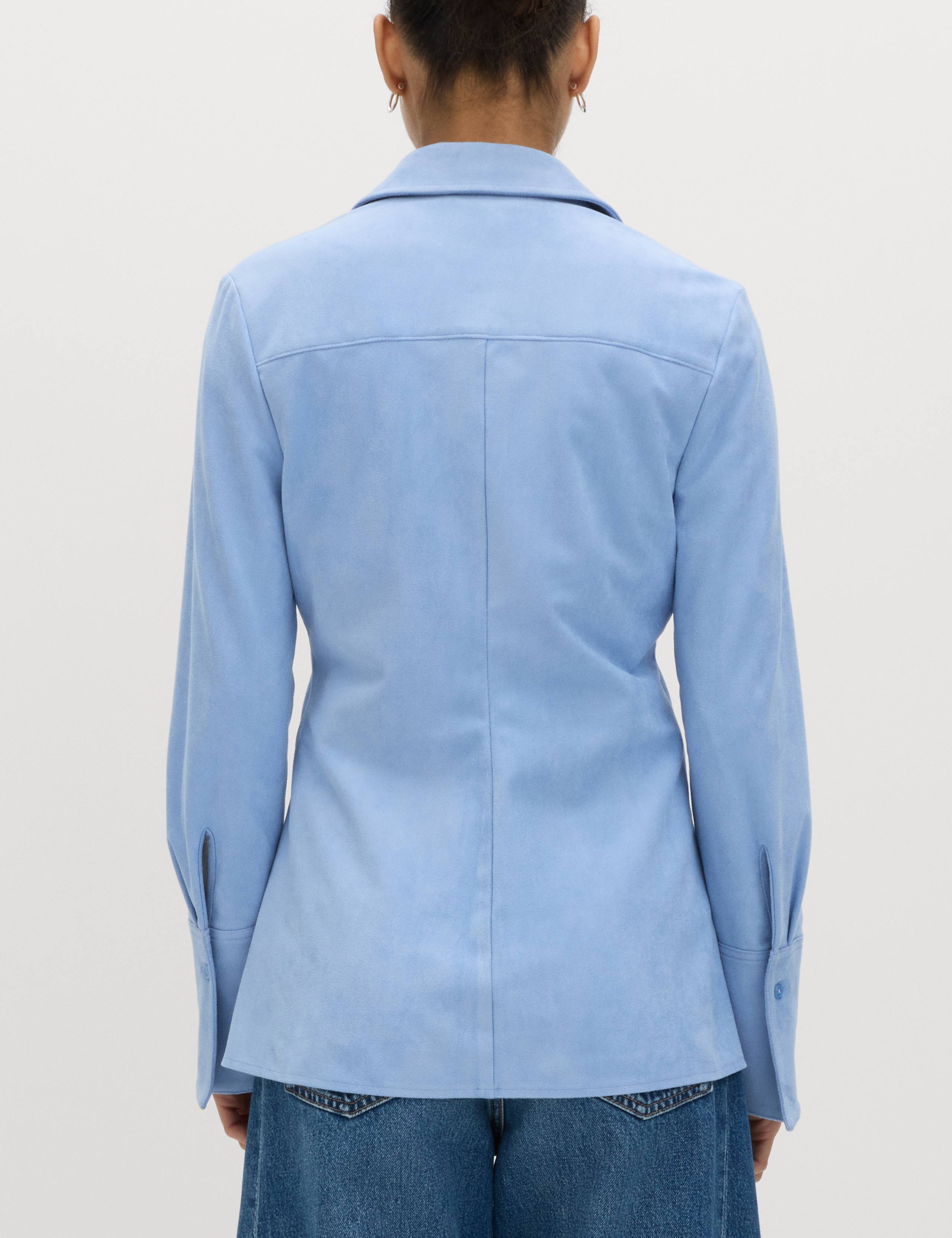 Faux Suede Collared Button Through Shirt 4 of 6