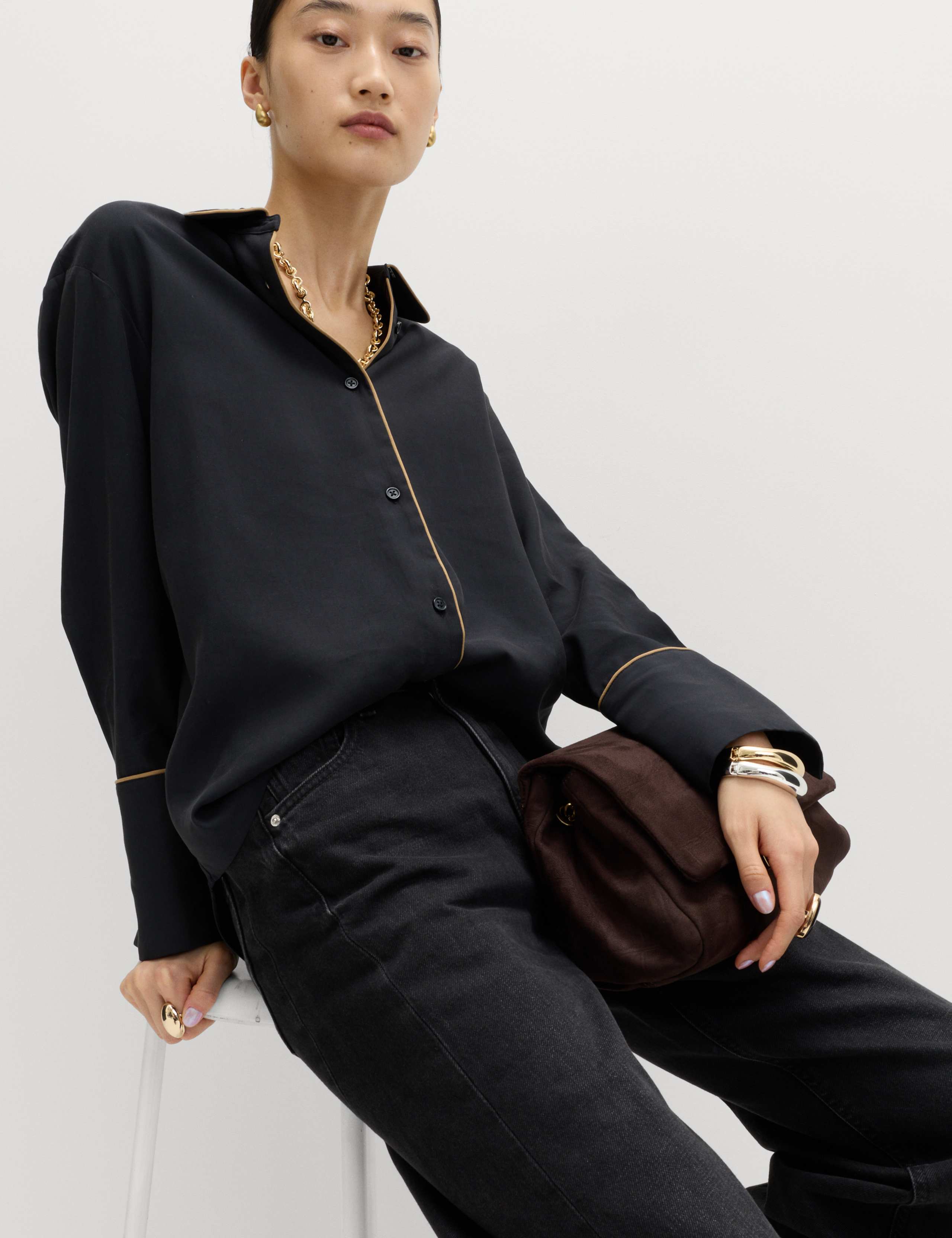 Modal Rich Piped Detail Collared Shirt 6 of 6