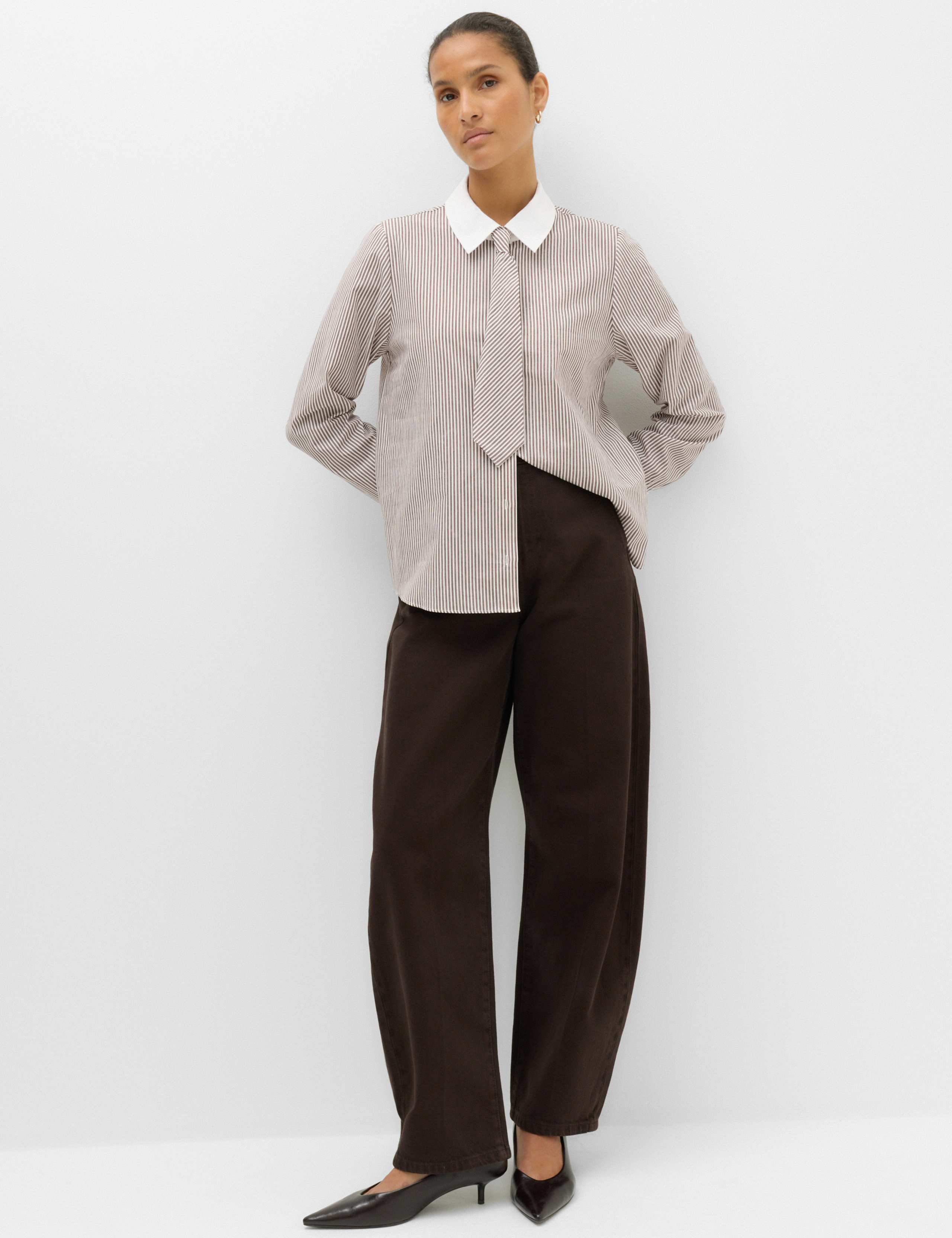 Pure Cotton Striped Tie Detail Shirt 3 of 6