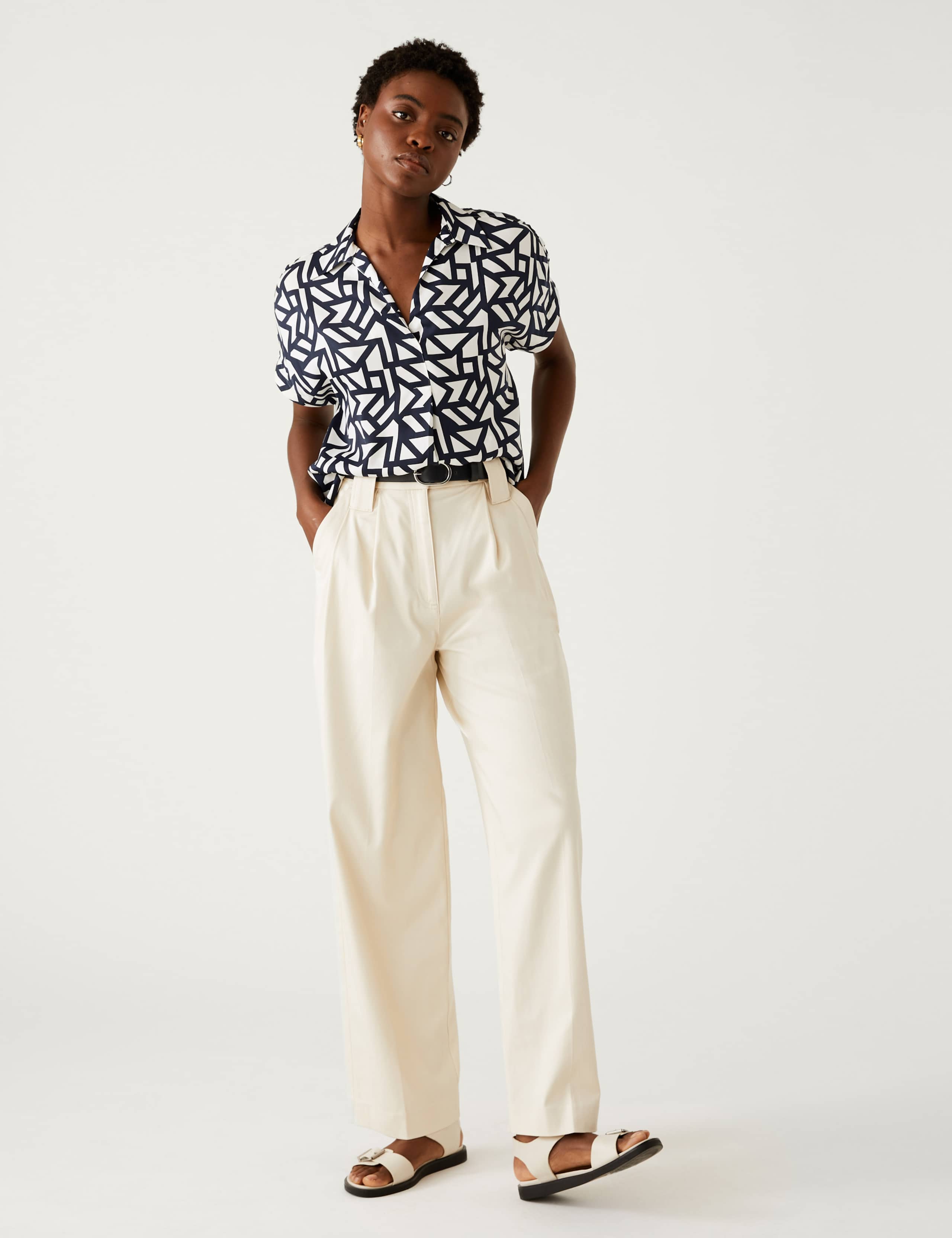 Satin Printed Popover Blouse 1 of 6