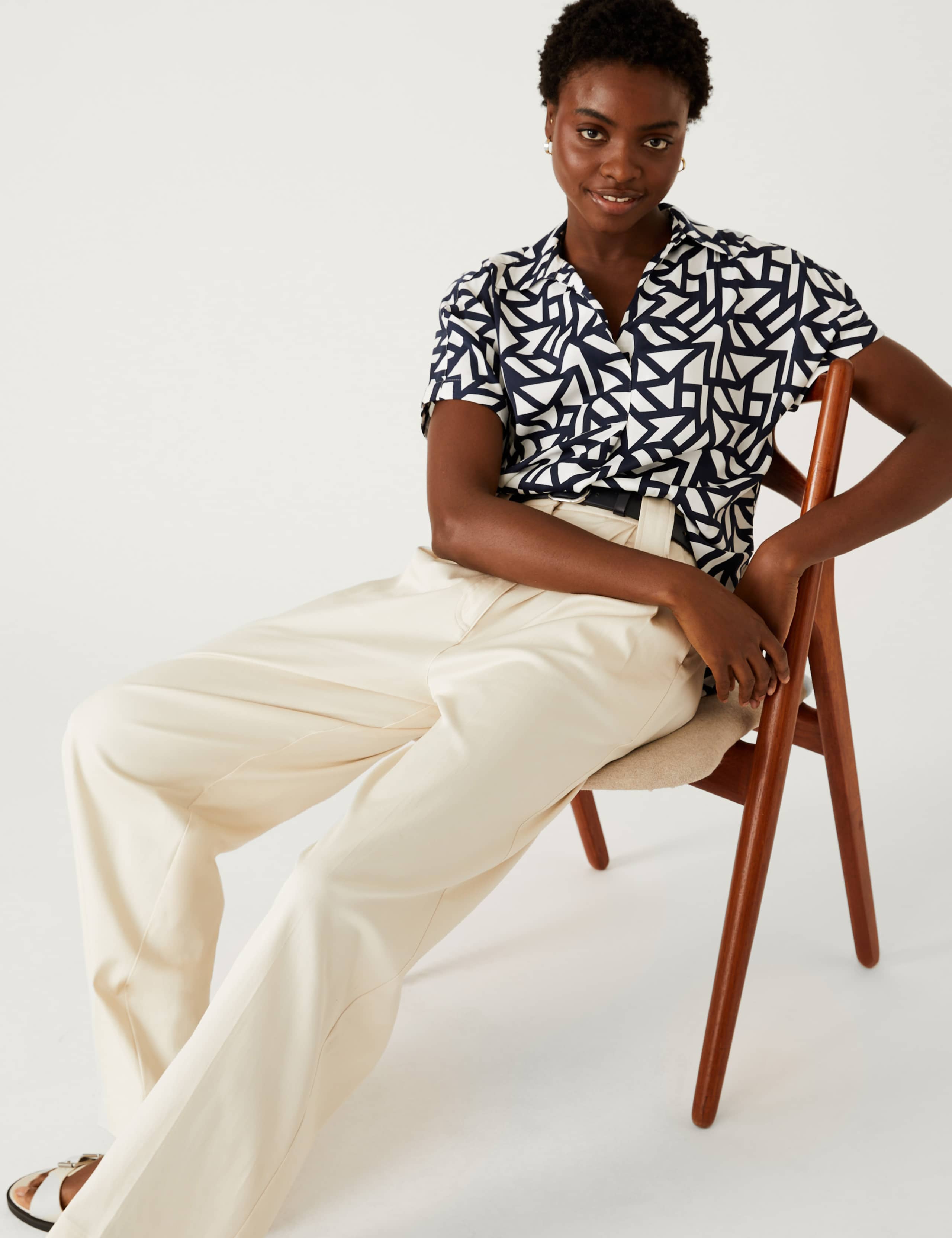 Satin Printed Popover Blouse 5 of 6