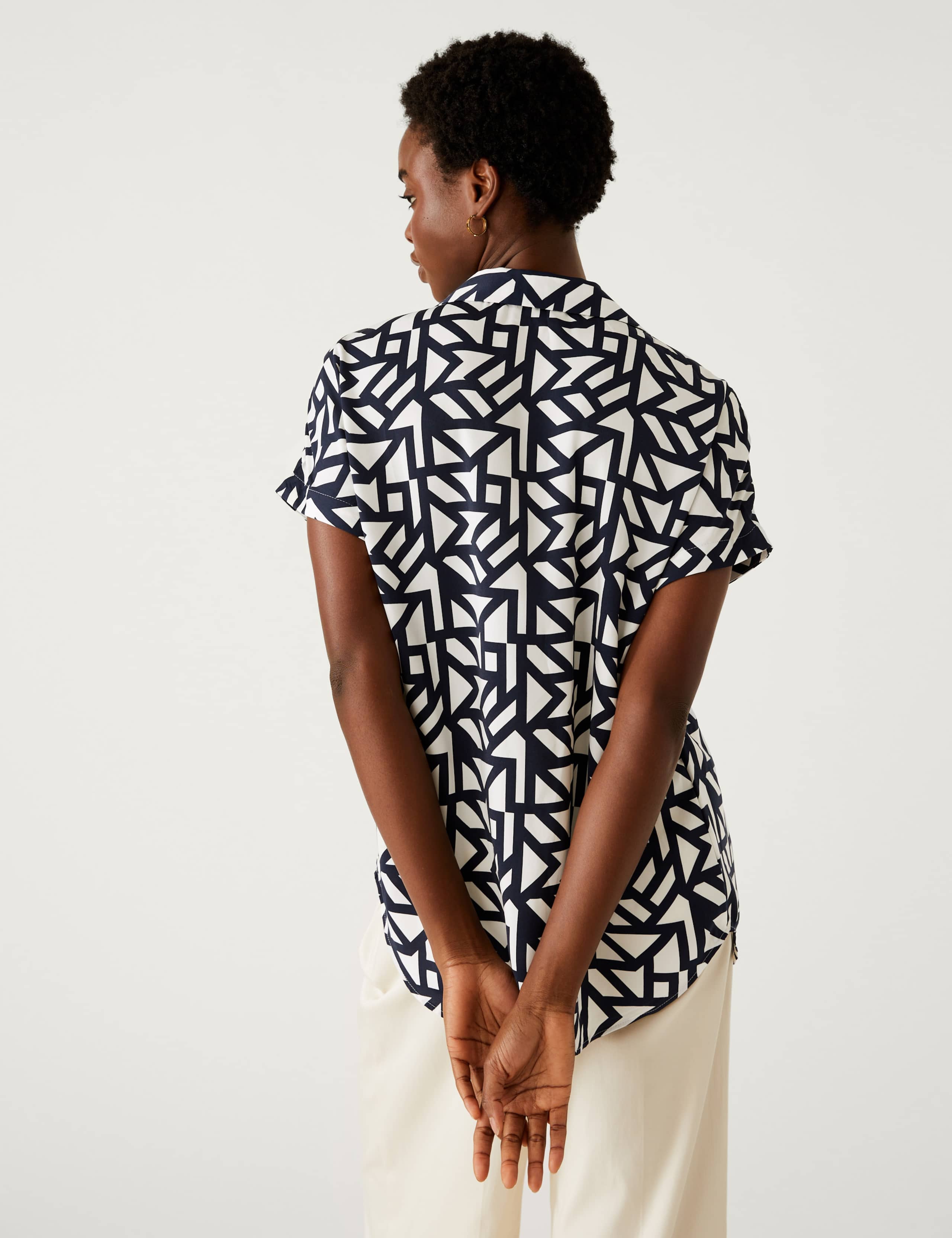 Satin Printed Popover Blouse 6 of 6