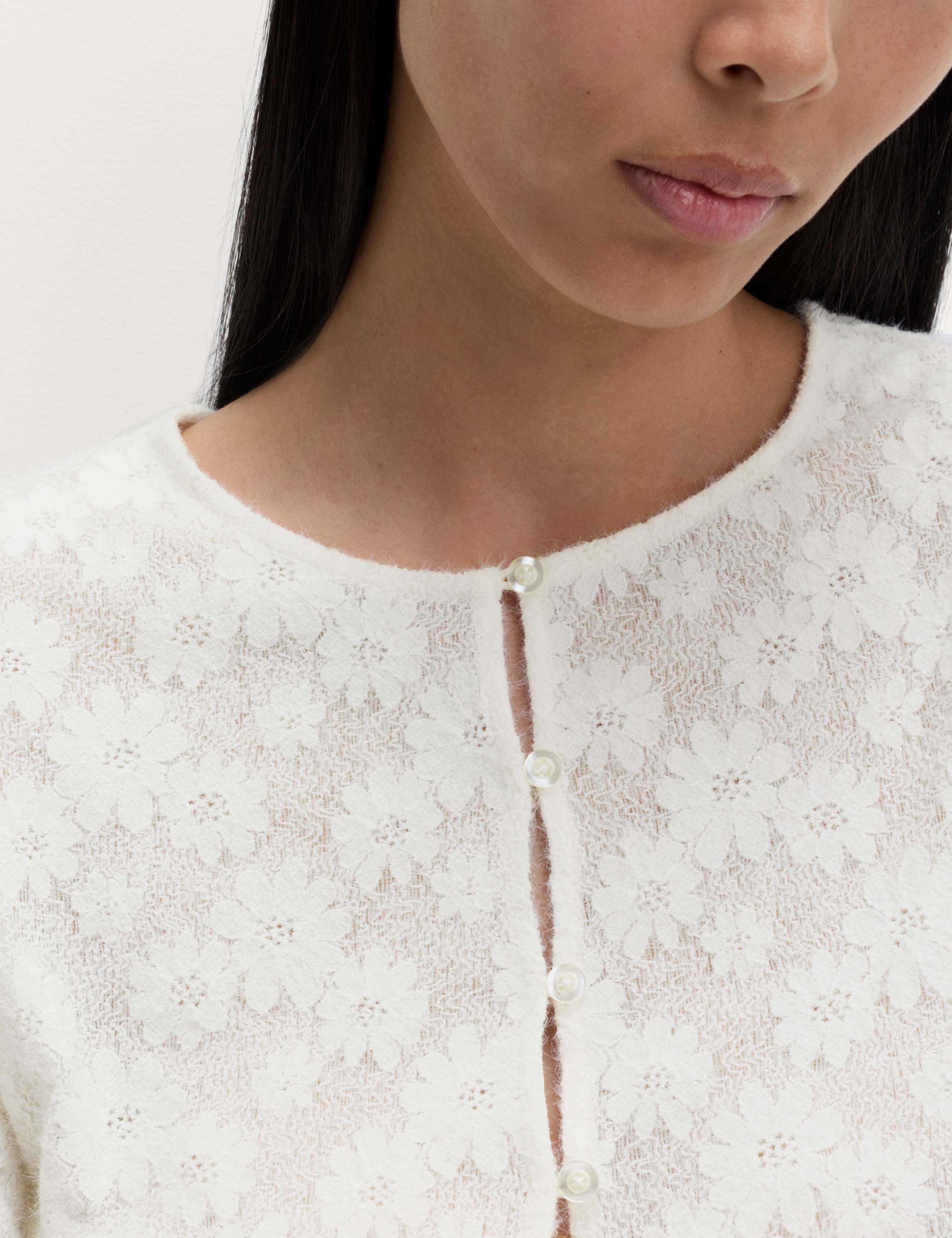 Flower Detail Cosy Button Through Top 3 of 5