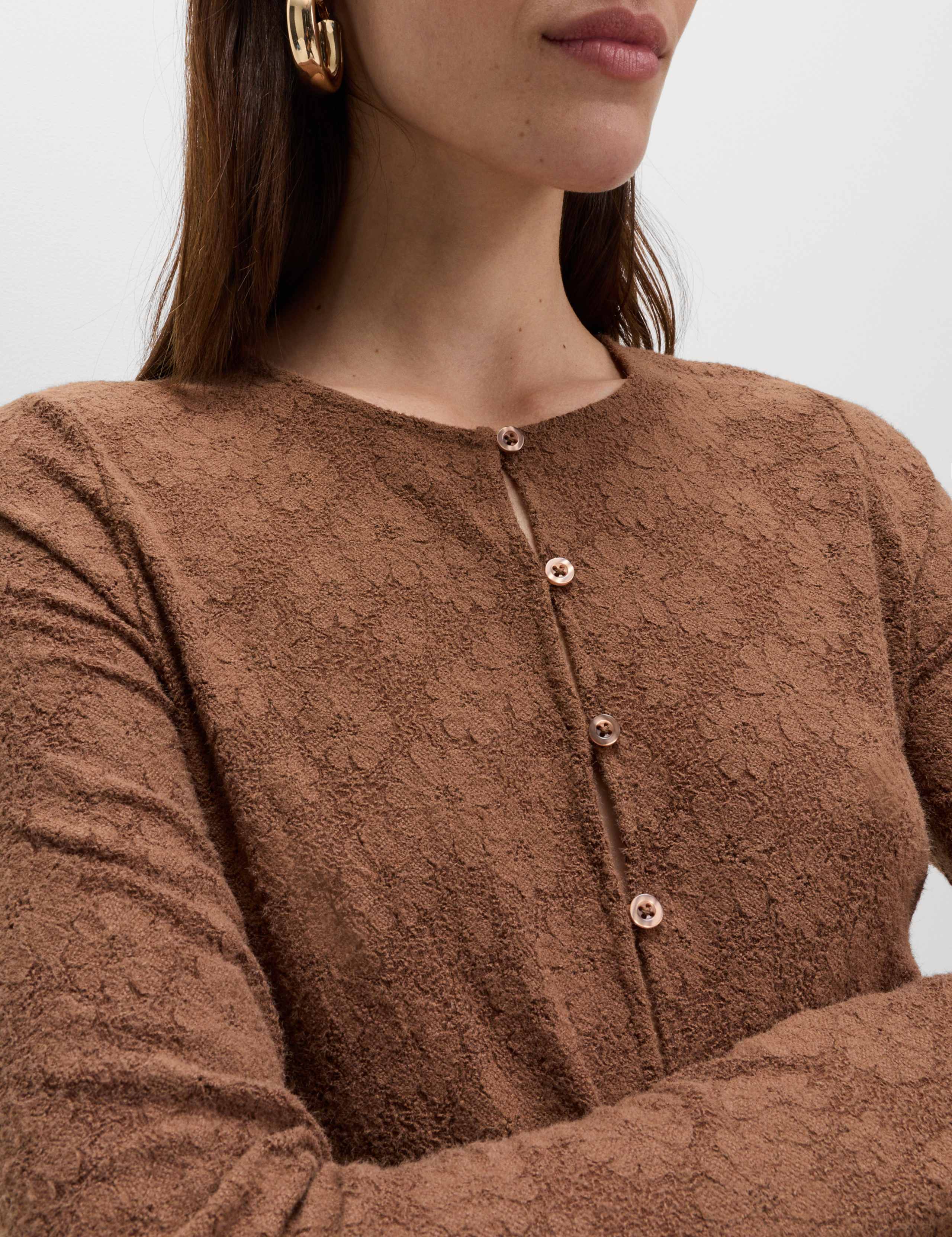 Flower Detail Button Through Cosy Top 3 of 5