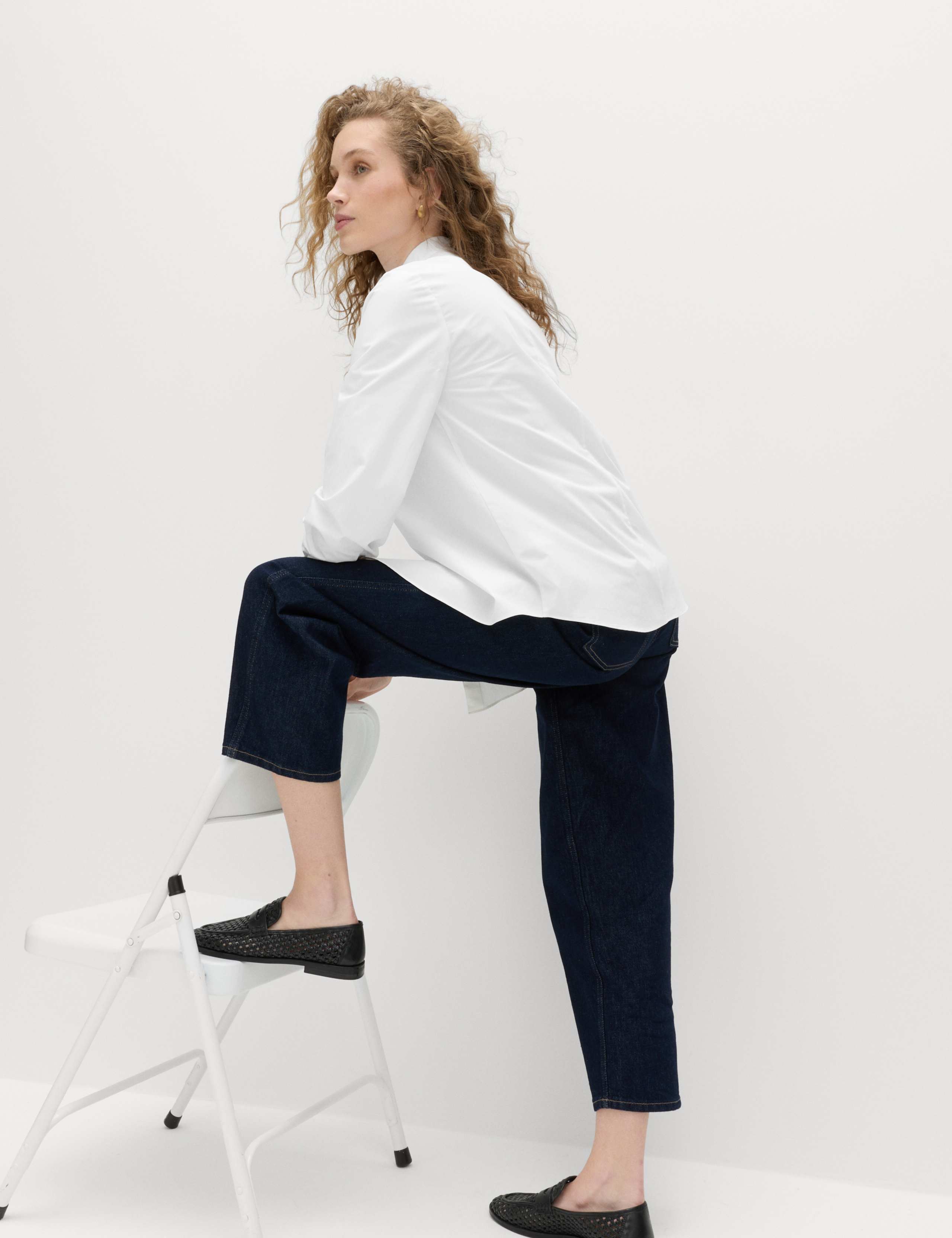 Pure Cotton Tie Neck Blouson Sleeve Shirt 4 of 6