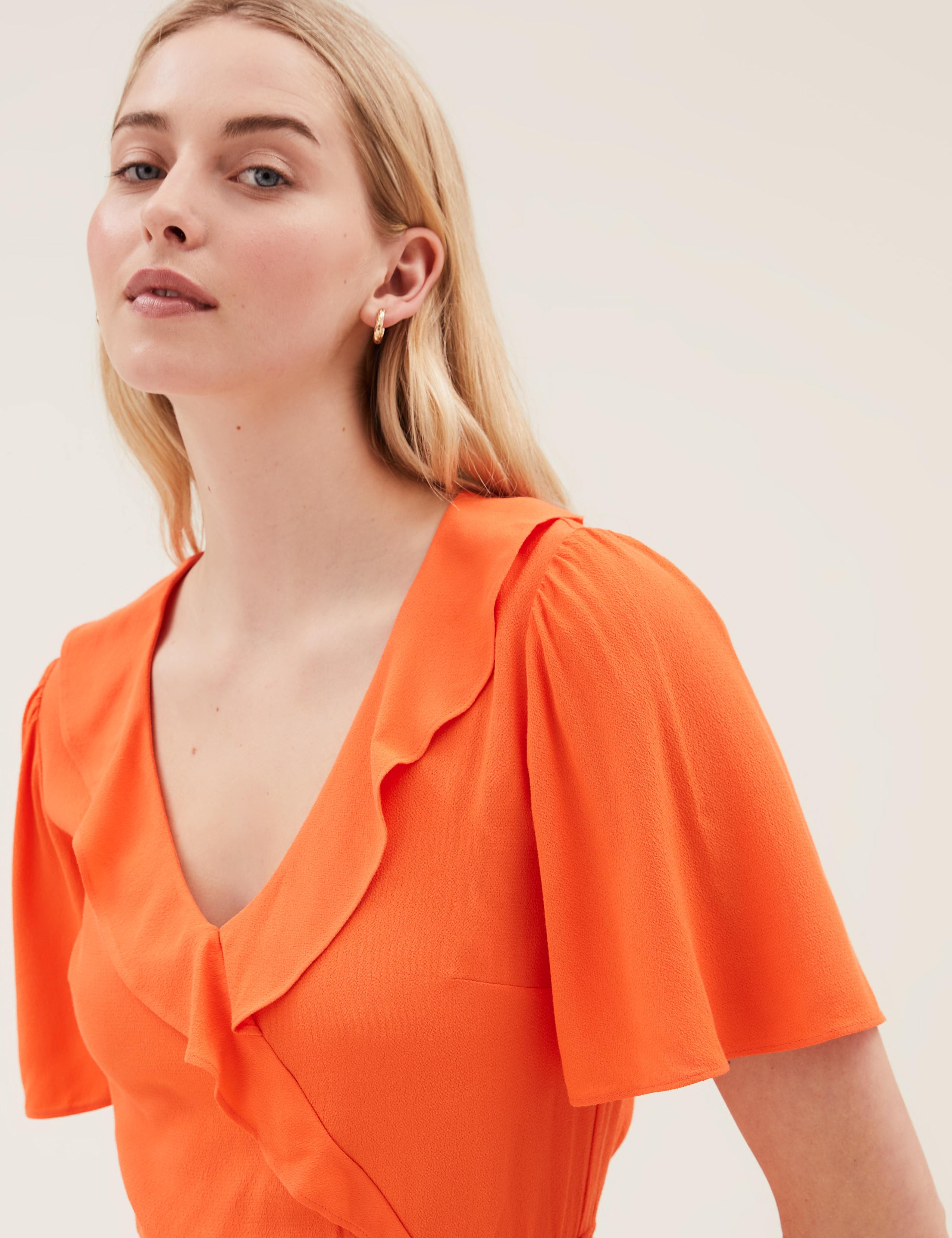 Frill Neck Angel Sleeve Wrap Top 4 of 5