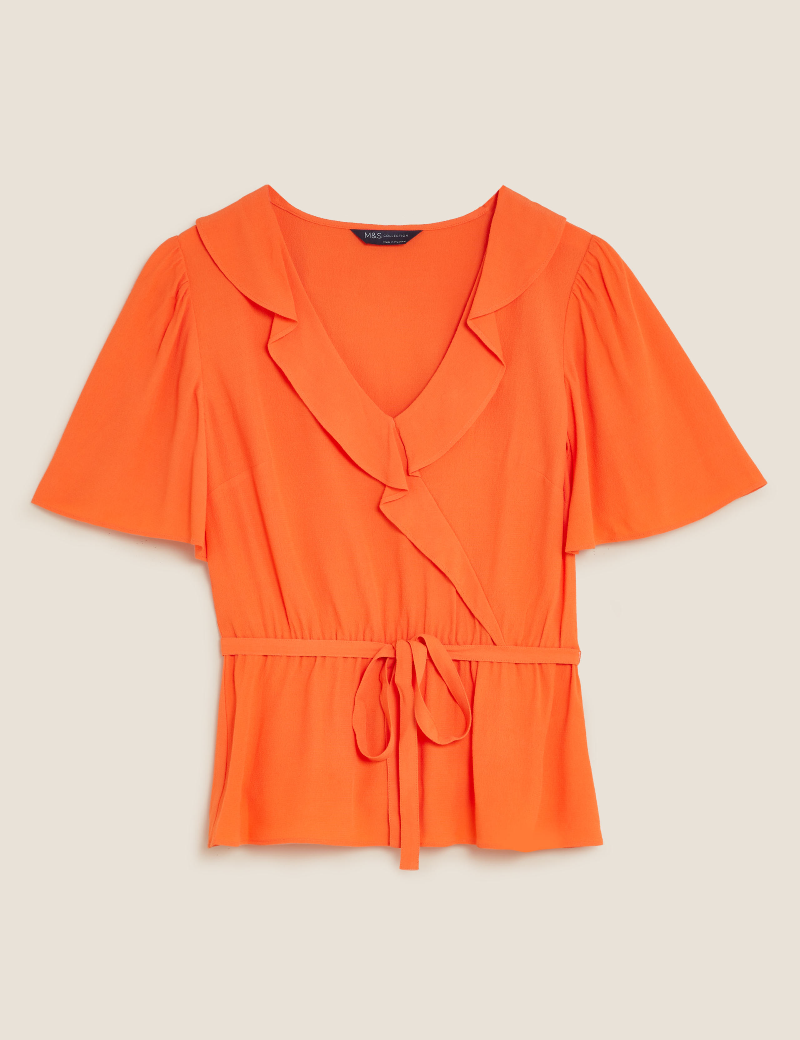 Frill Neck Angel Sleeve Wrap Top 2 of 5
