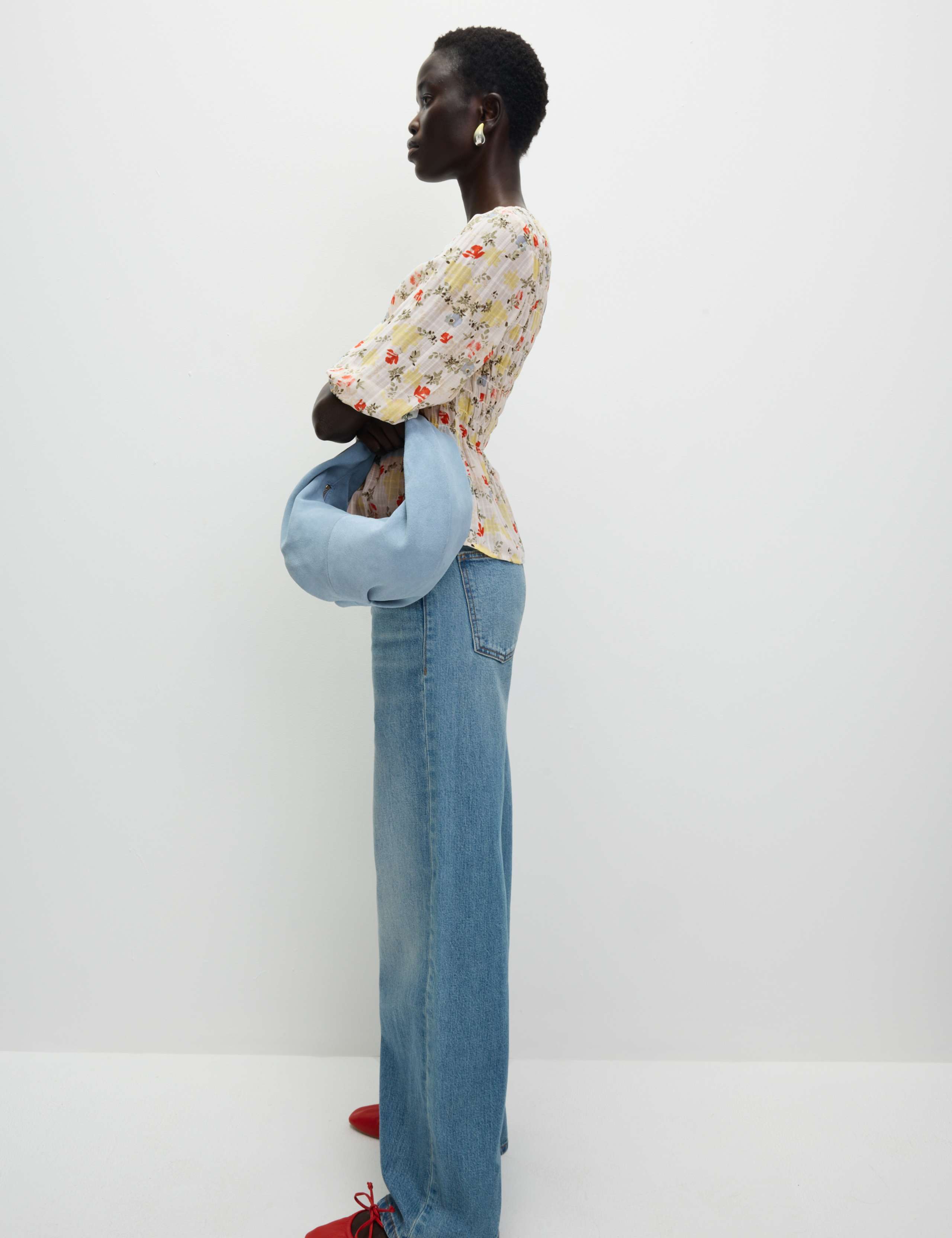 Printed Shirred Tie Detail Puff Sleeve Blouse 3 of 6