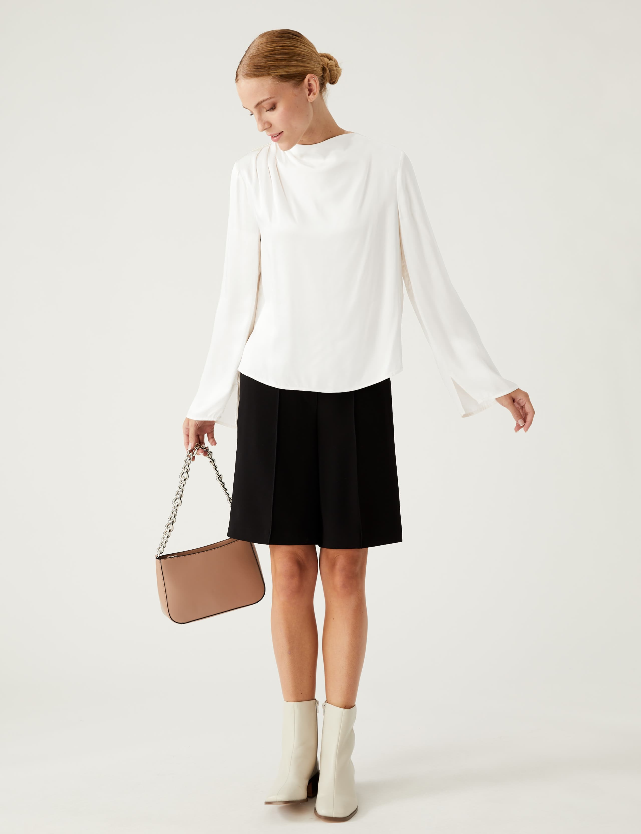 High Neck Pintuck Long Sleeve Top 3 of 5