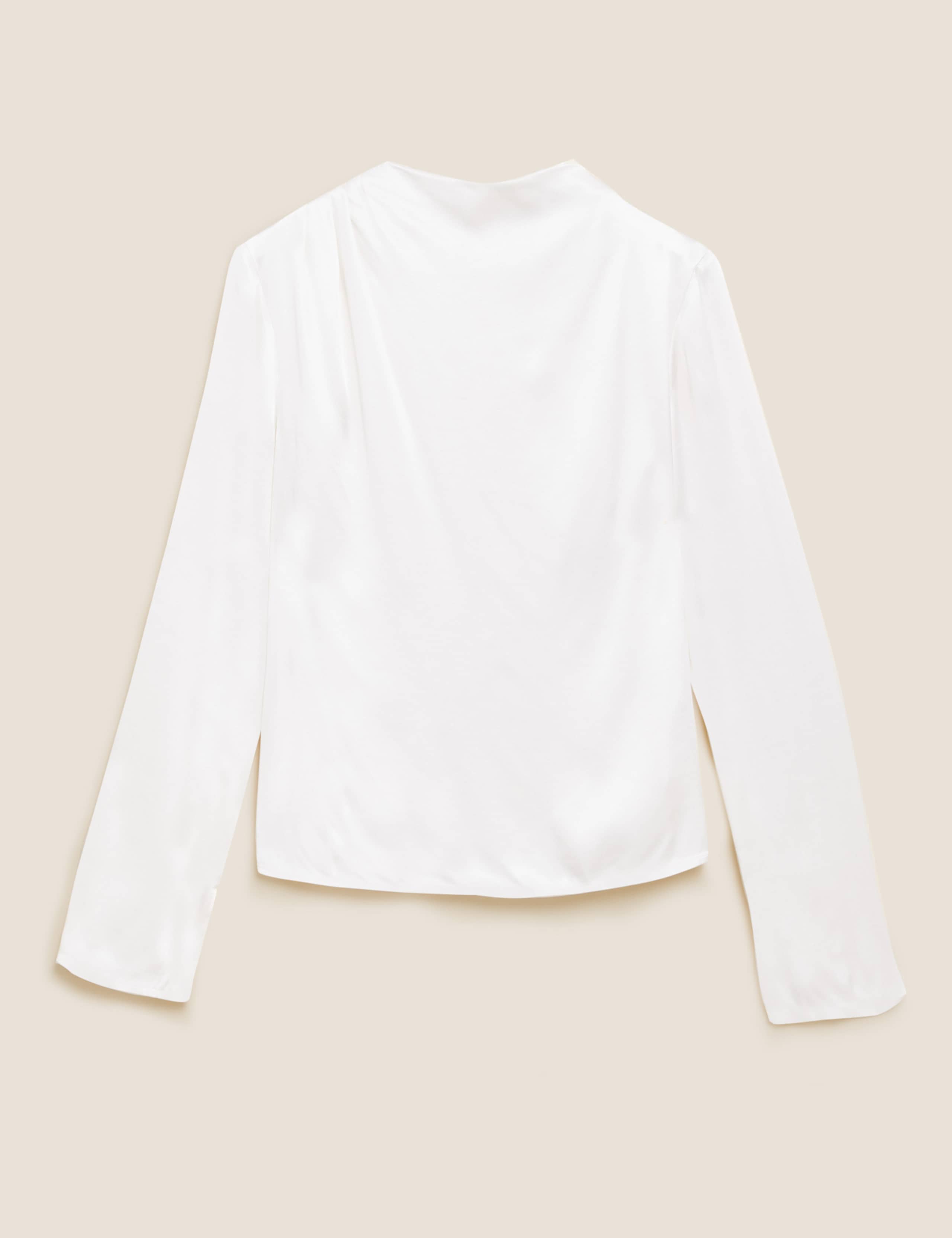 High Neck Pintuck Long Sleeve Top 2 of 5