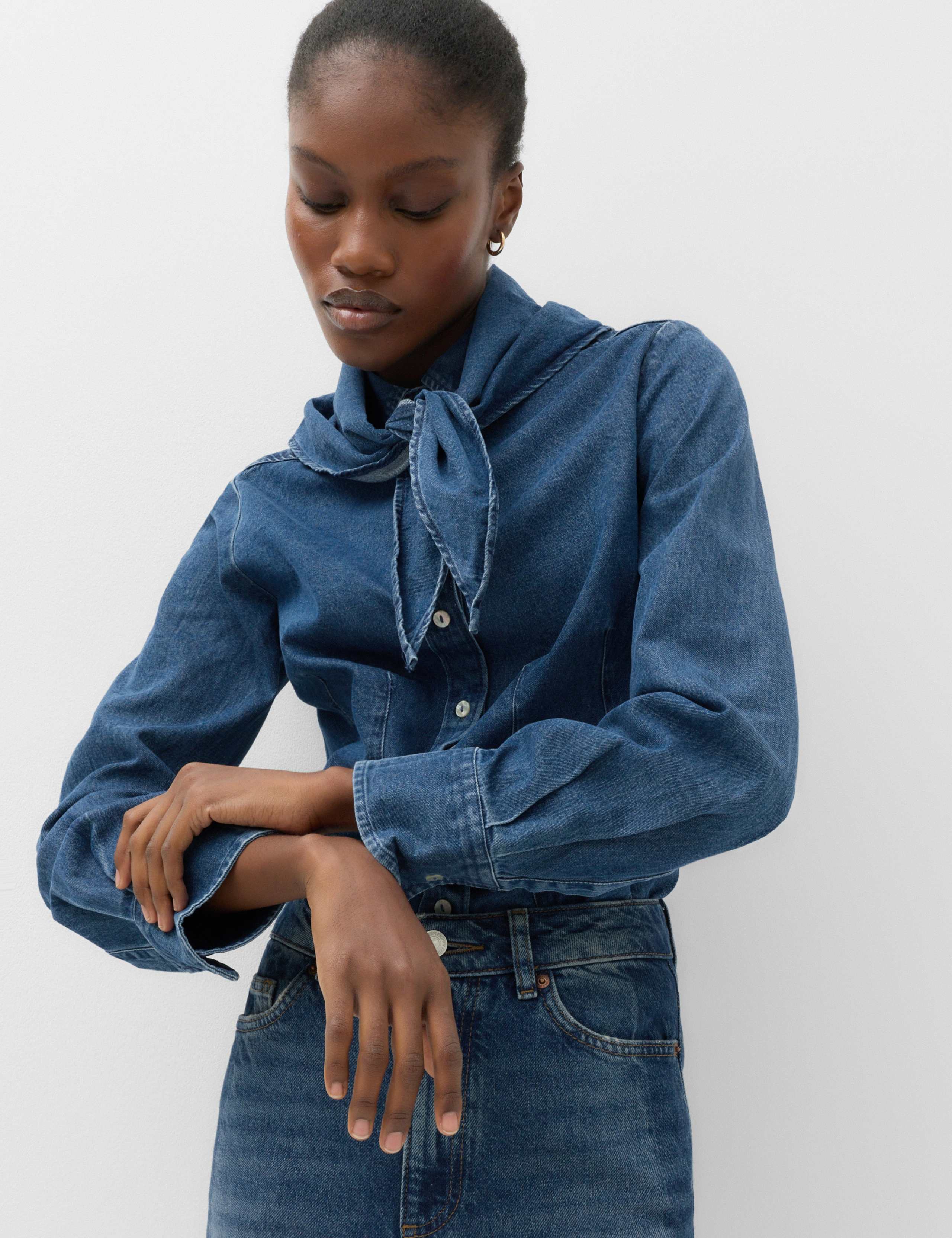 Denim Scarf Detail Shirt 1 of 6