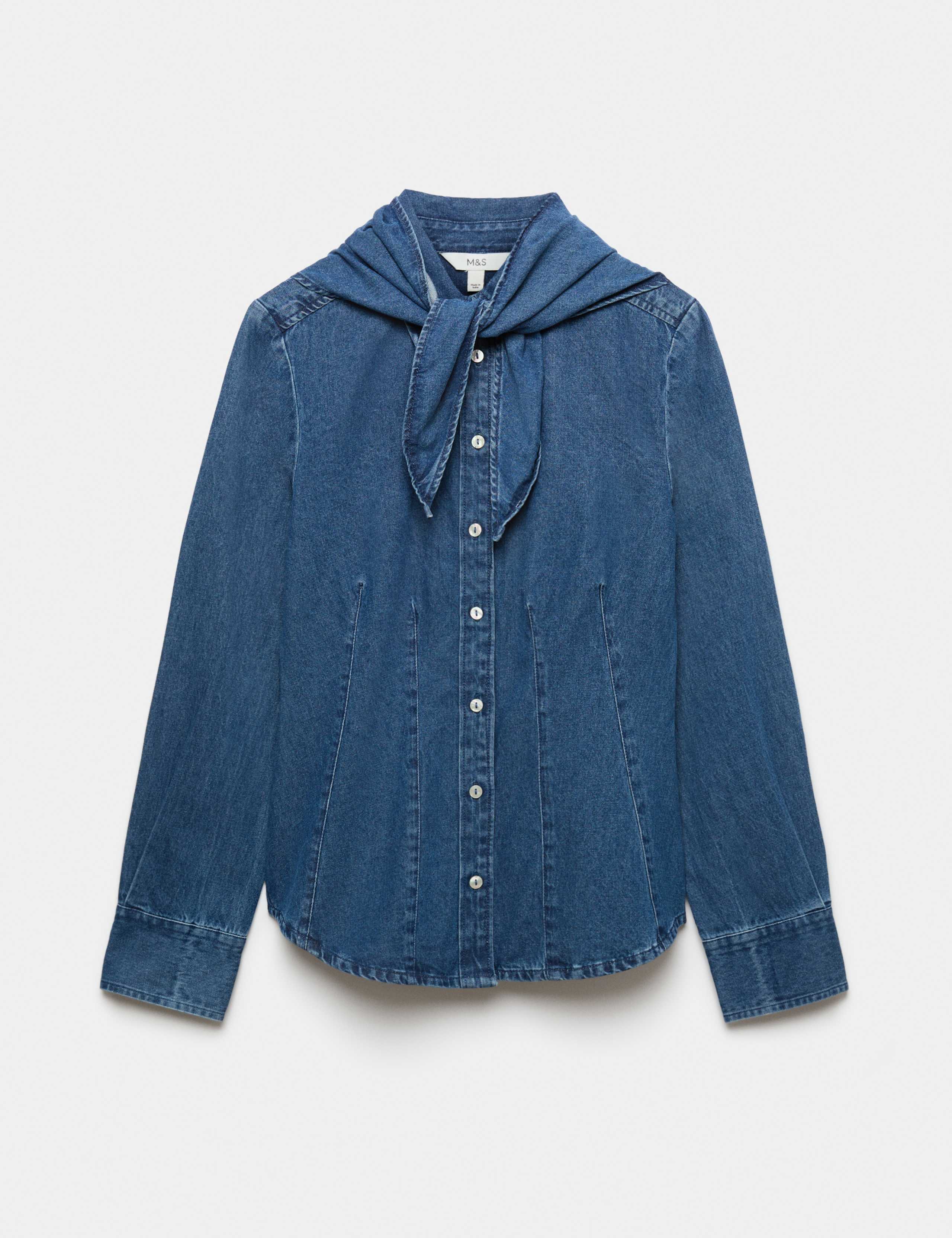 Denim Scarf Detail Shirt 2 of 6