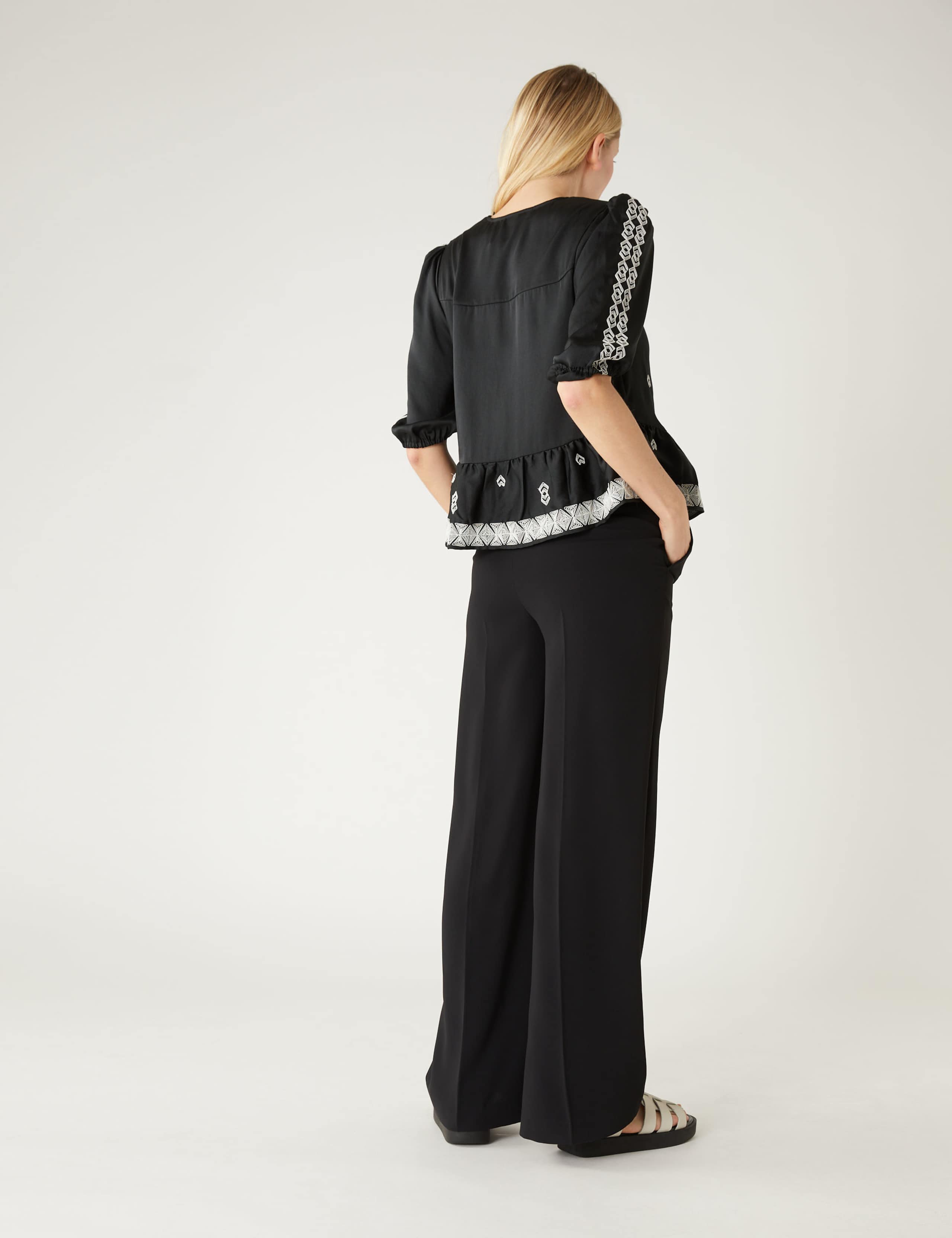 Satin Embroidered V-Neck Blouse 5 of 5