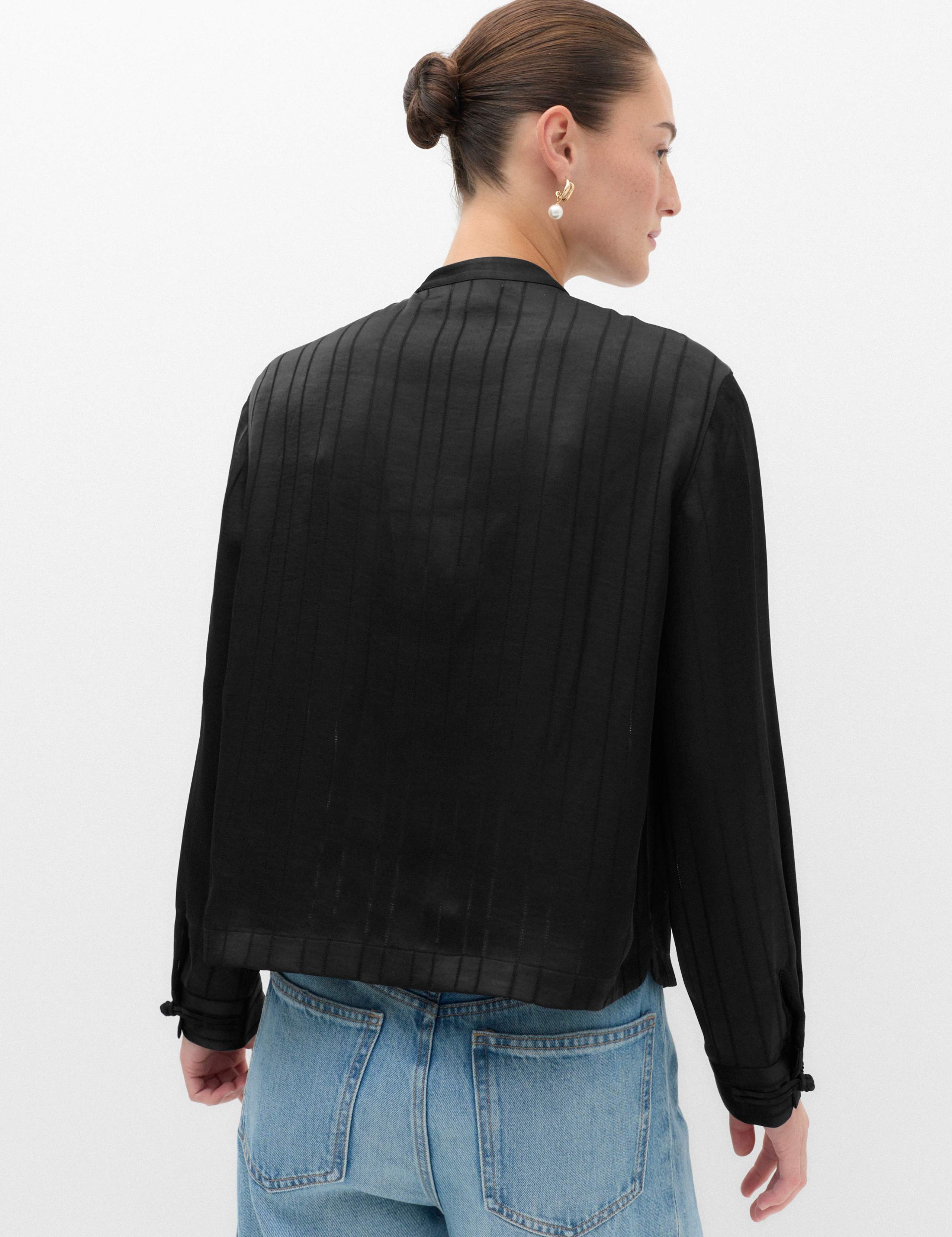 Striped High Neck Knot Detail Shirt 4 of 6