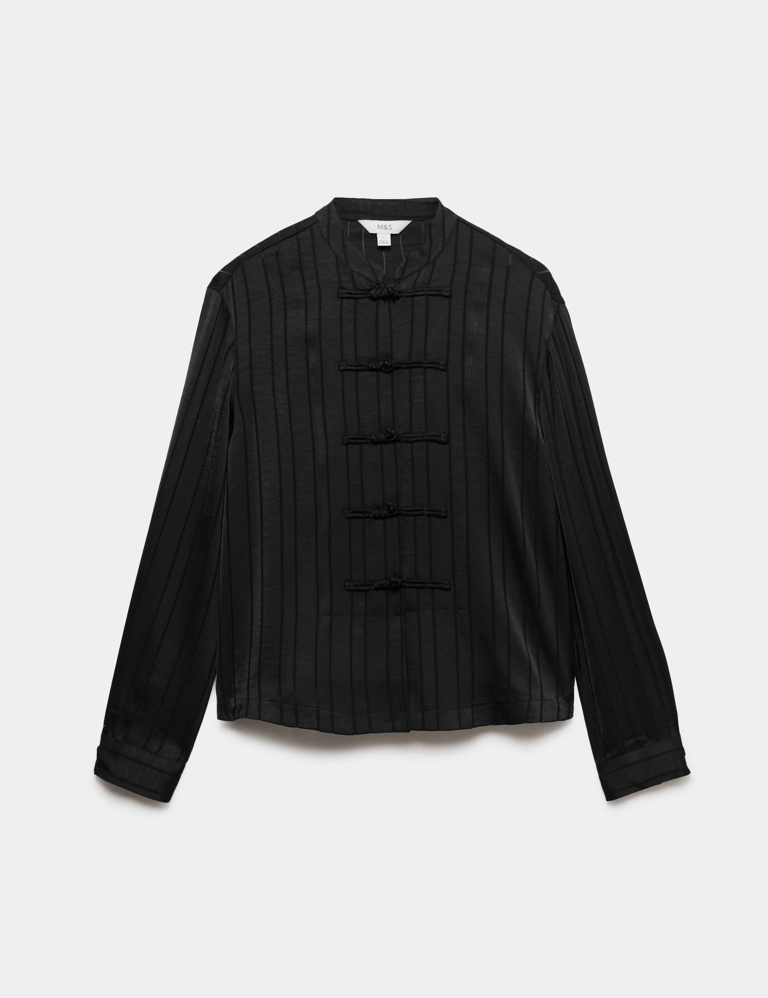 Striped High Neck Knot Detail Shirt 2 of 6