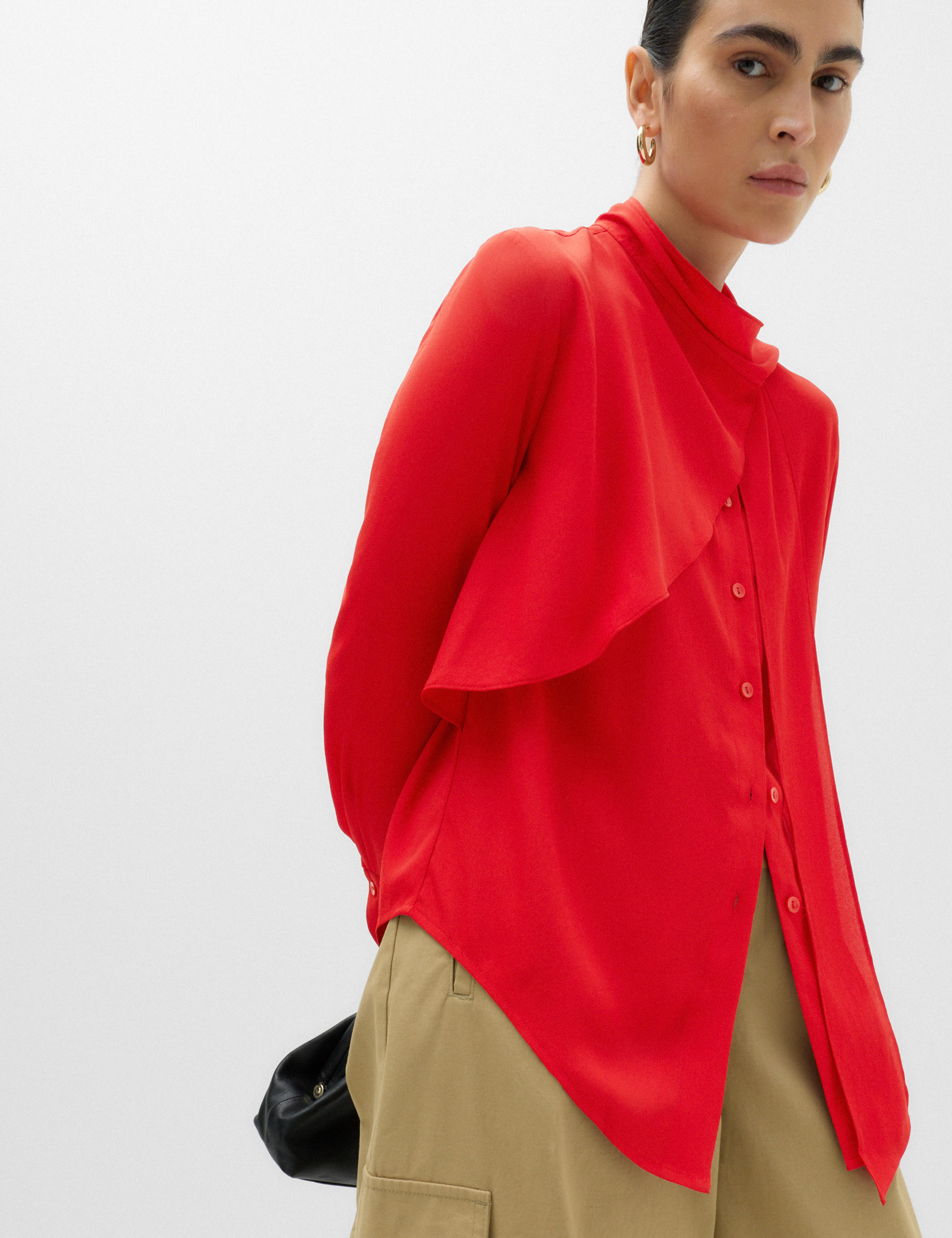 Draped Scarf Neck Button Through Shirt 3 of 6