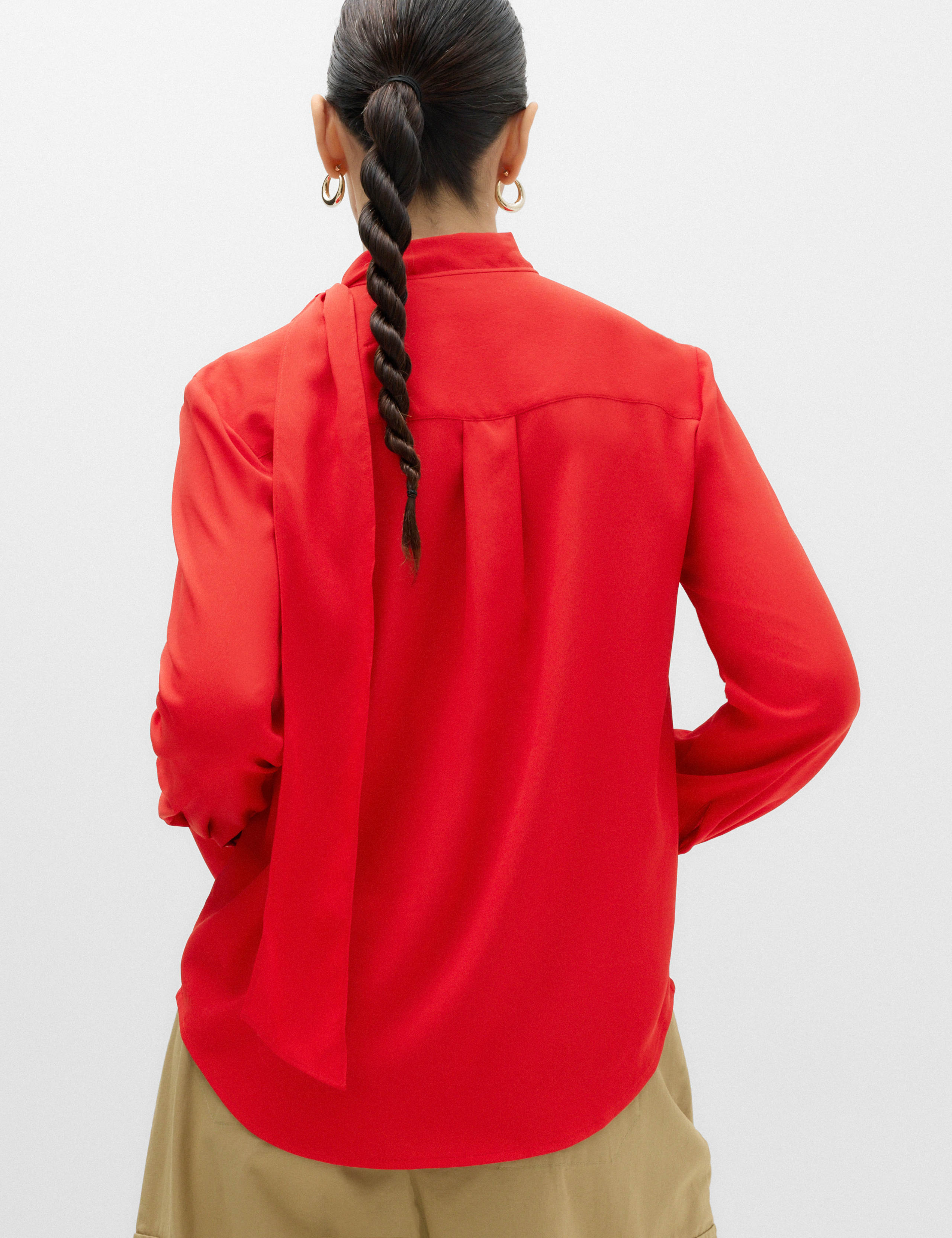 Draped Scarf Neck Button Through Shirt 4 of 6