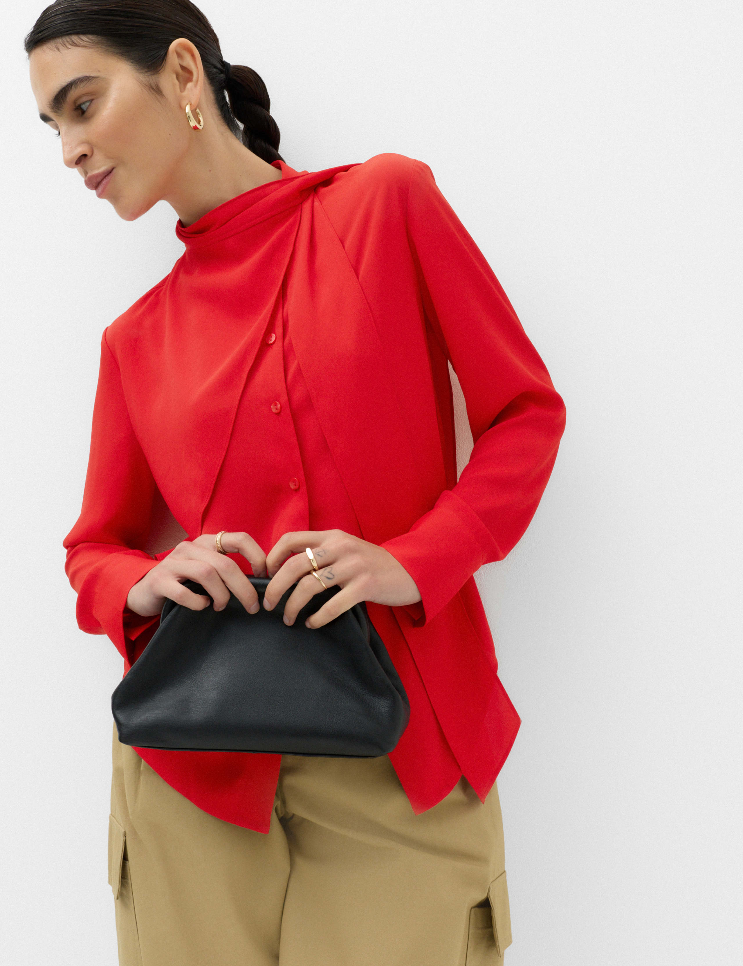 Draped Scarf Neck Button Through Shirt 6 of 6