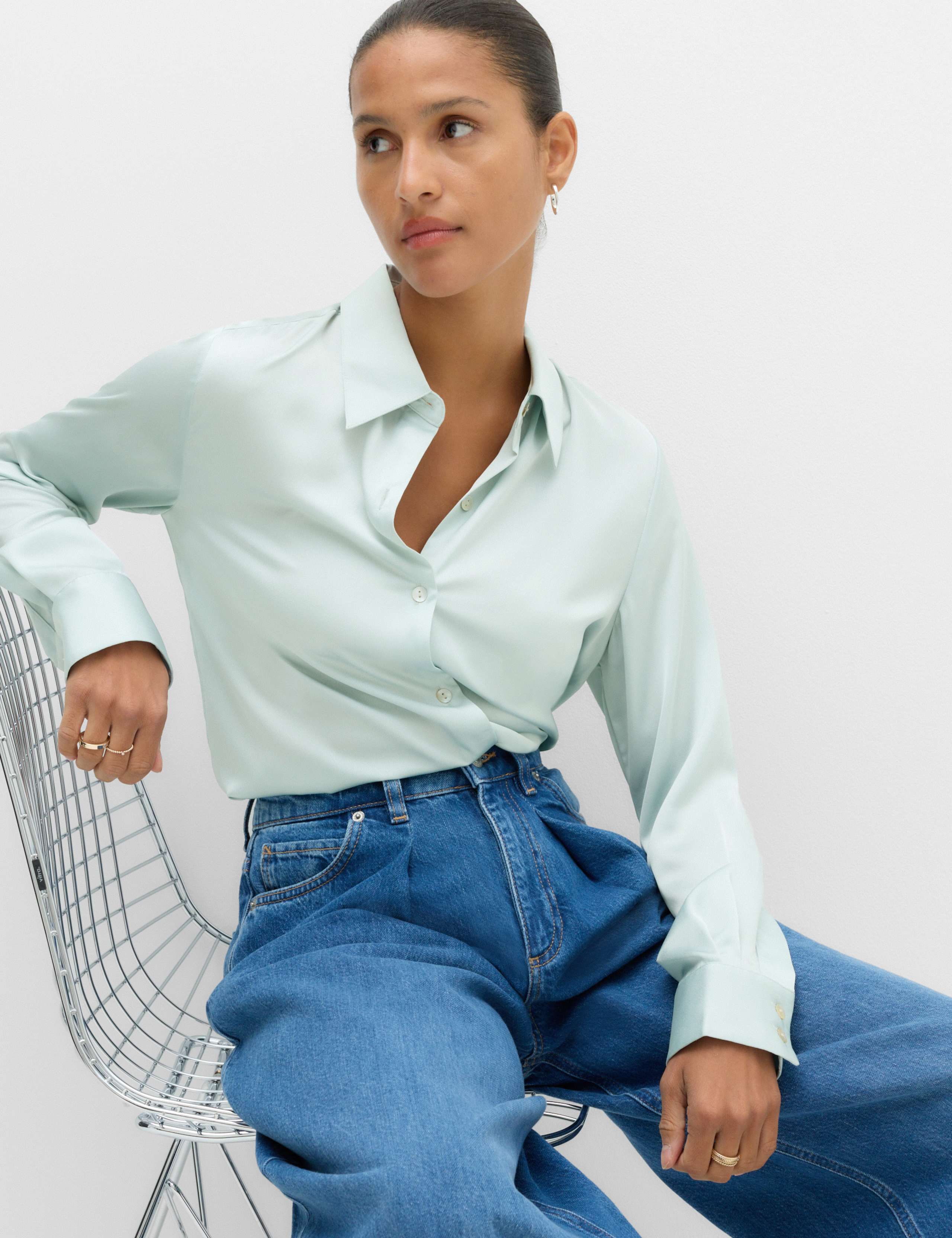Satin Collared Button Through Shirt 5 of 5