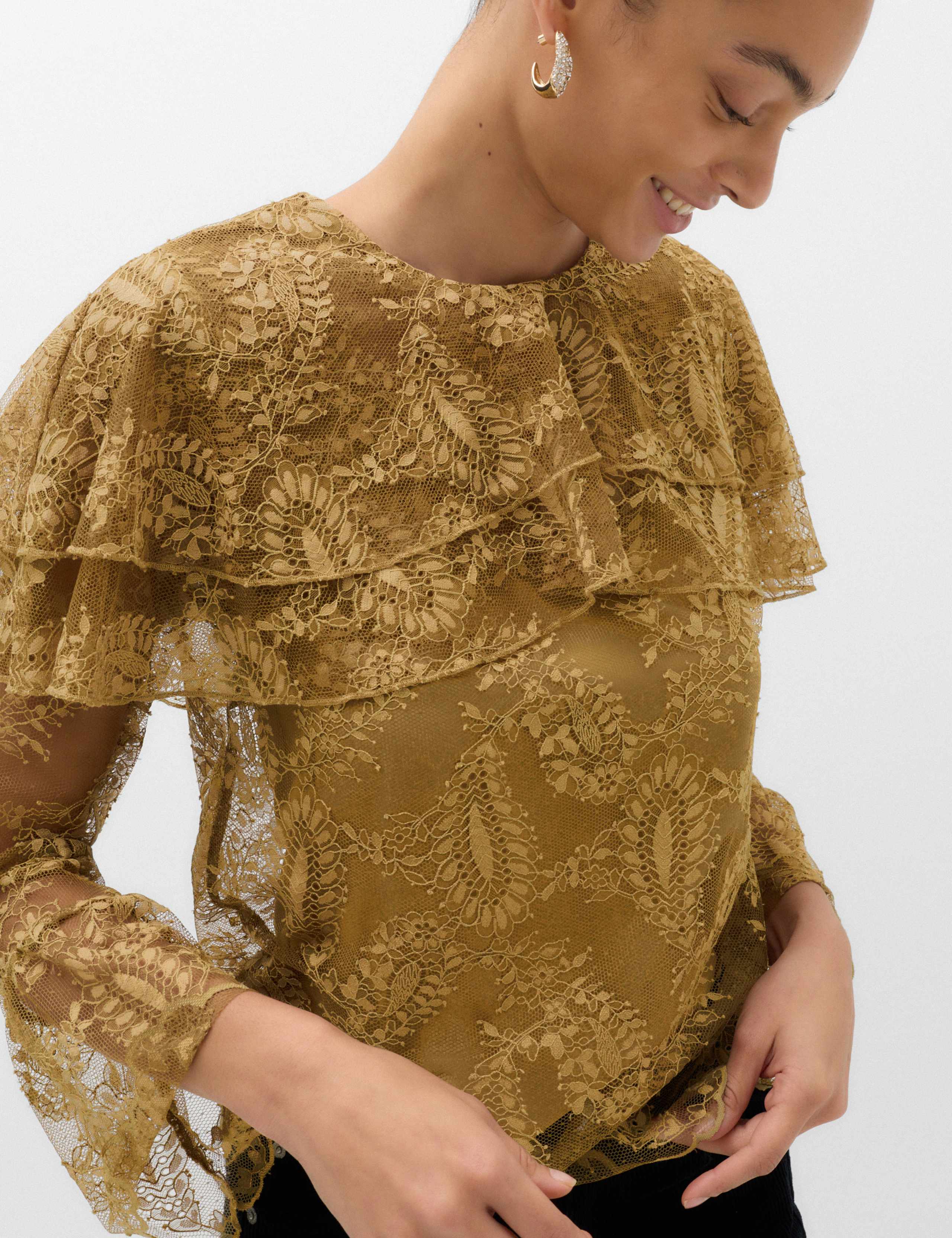 Lace Round Neck Cape Top 3 of 5