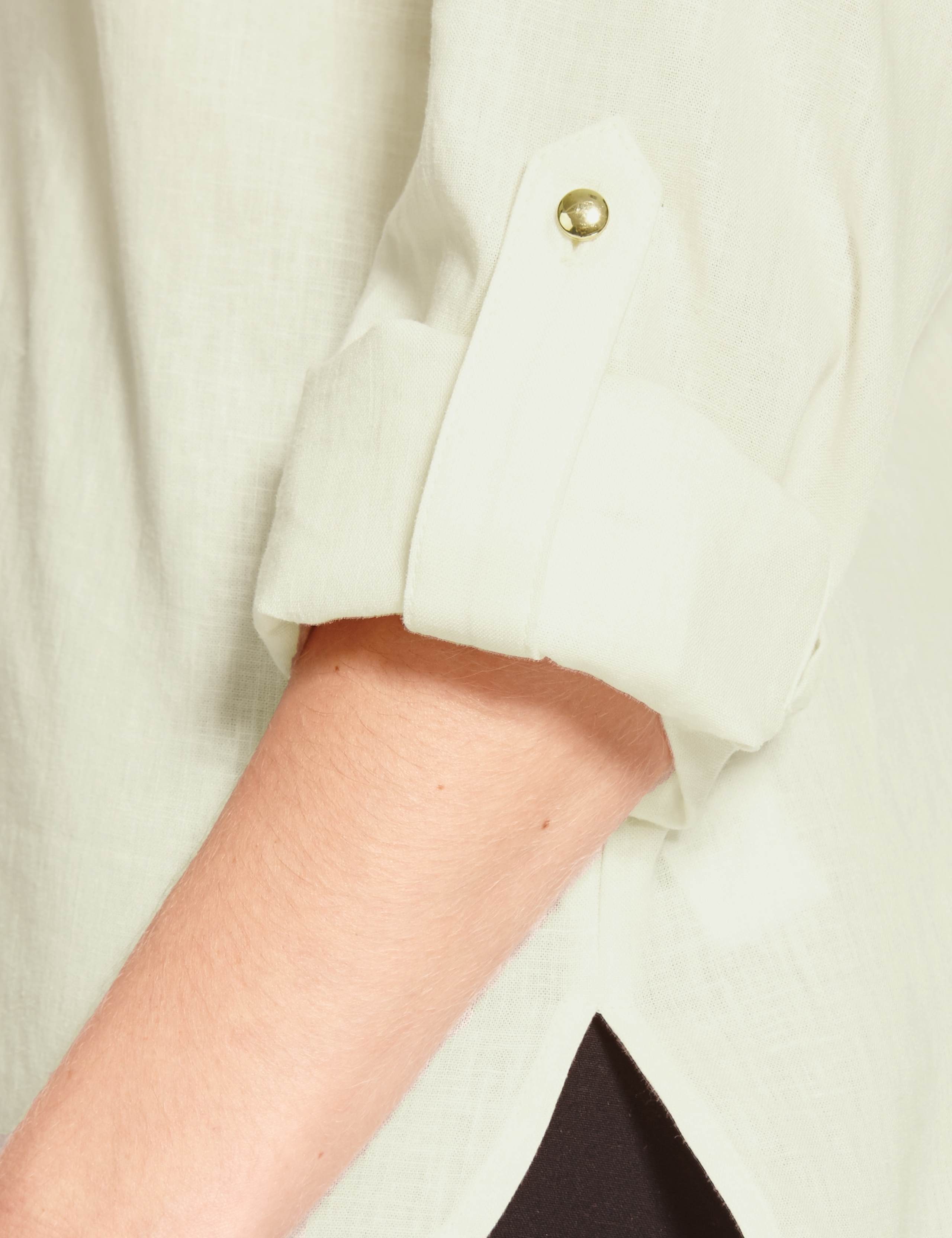 Linen Blend Cutwork Yoke Shirt 6 of 6